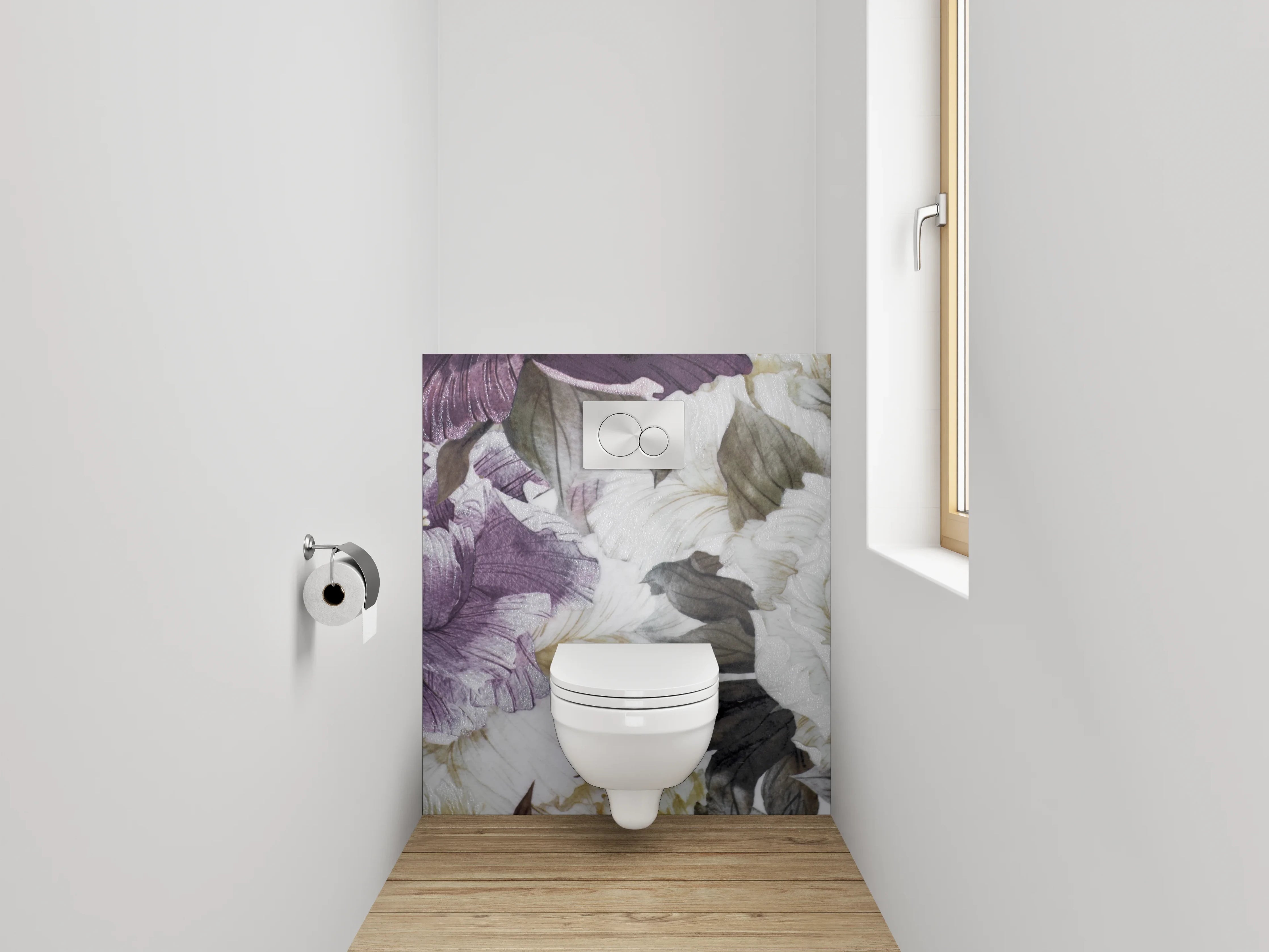 WC-Rückwand - Aquarell-Pfingstrosen Blütenpracht Lila Weiß