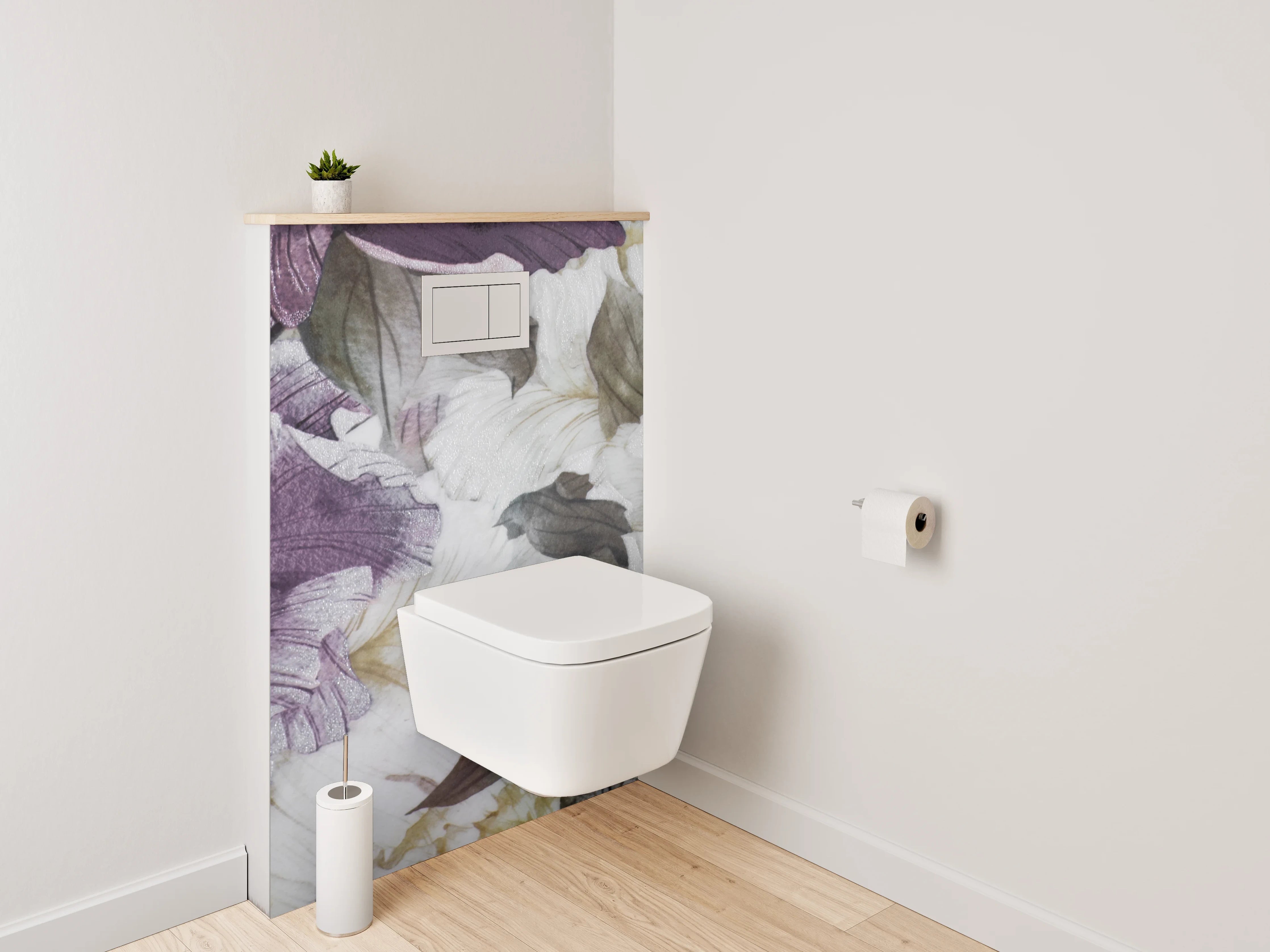 WC-Rückwand - Aquarell-Pfingstrosen Blütenpracht Lila Weiß