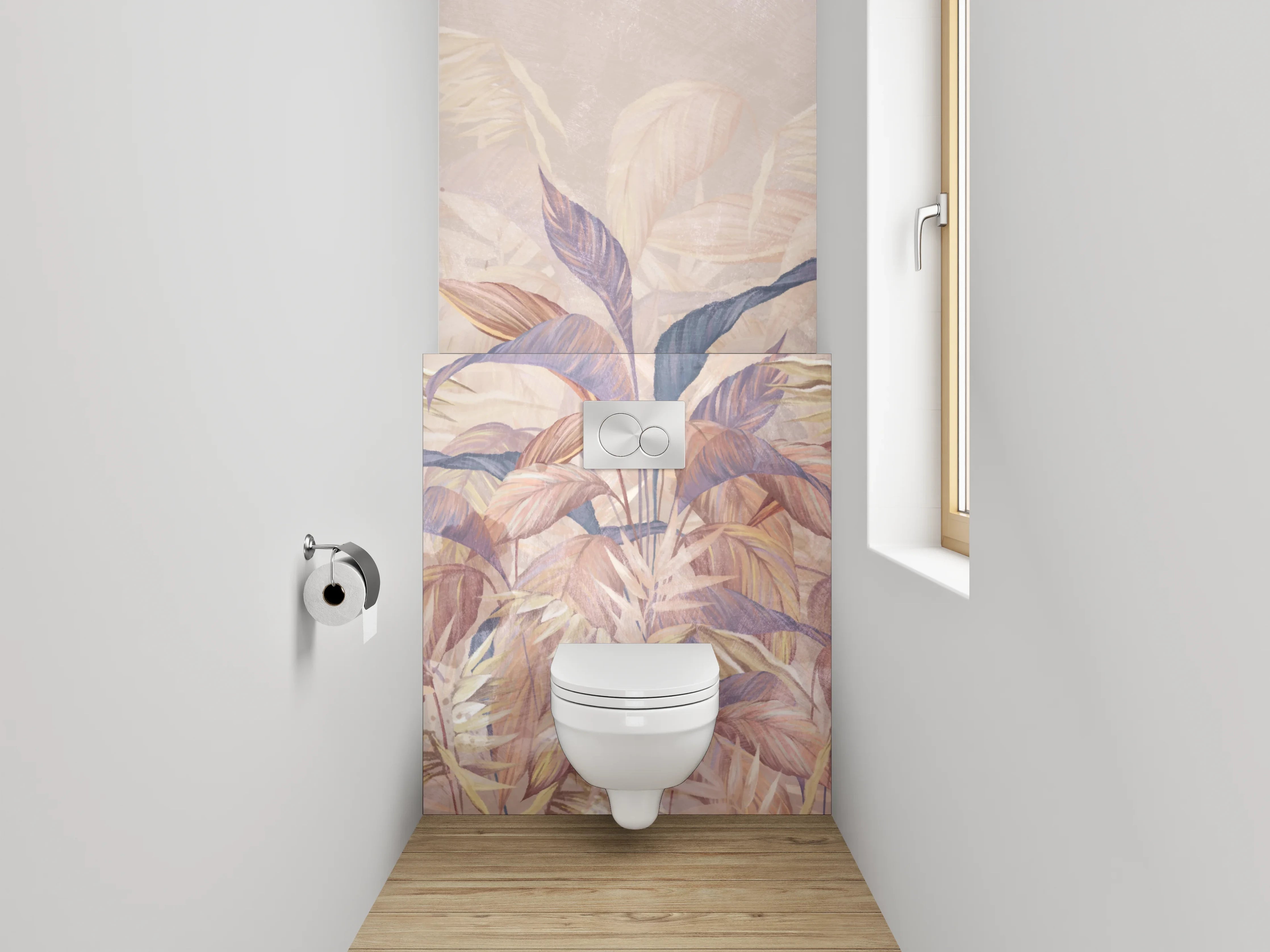WC-Rückwand - Aquarell Pflanzen Blätter Pastell