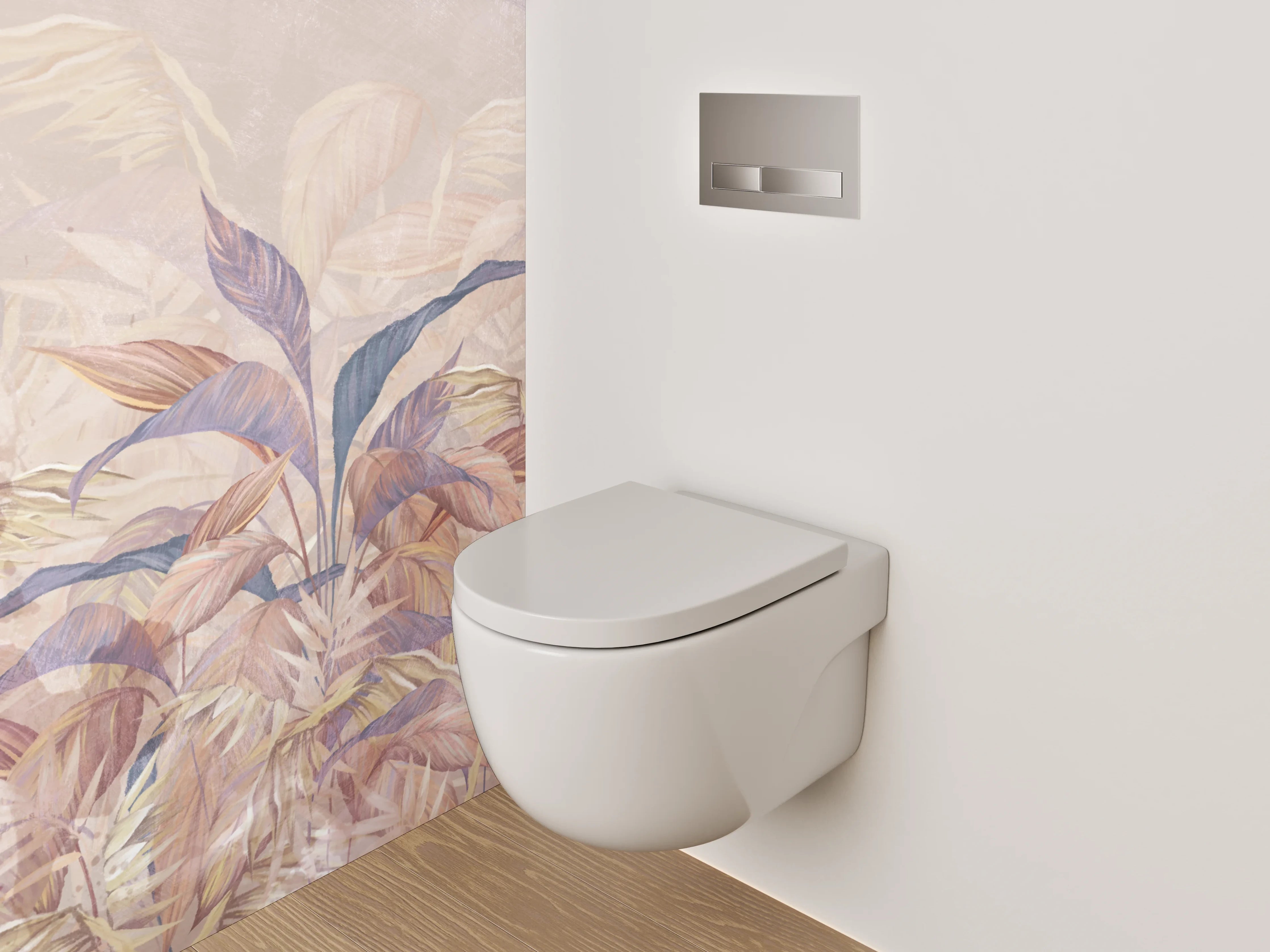 WC-Rückwand - Aquarell Pflanzen Blätter Pastell