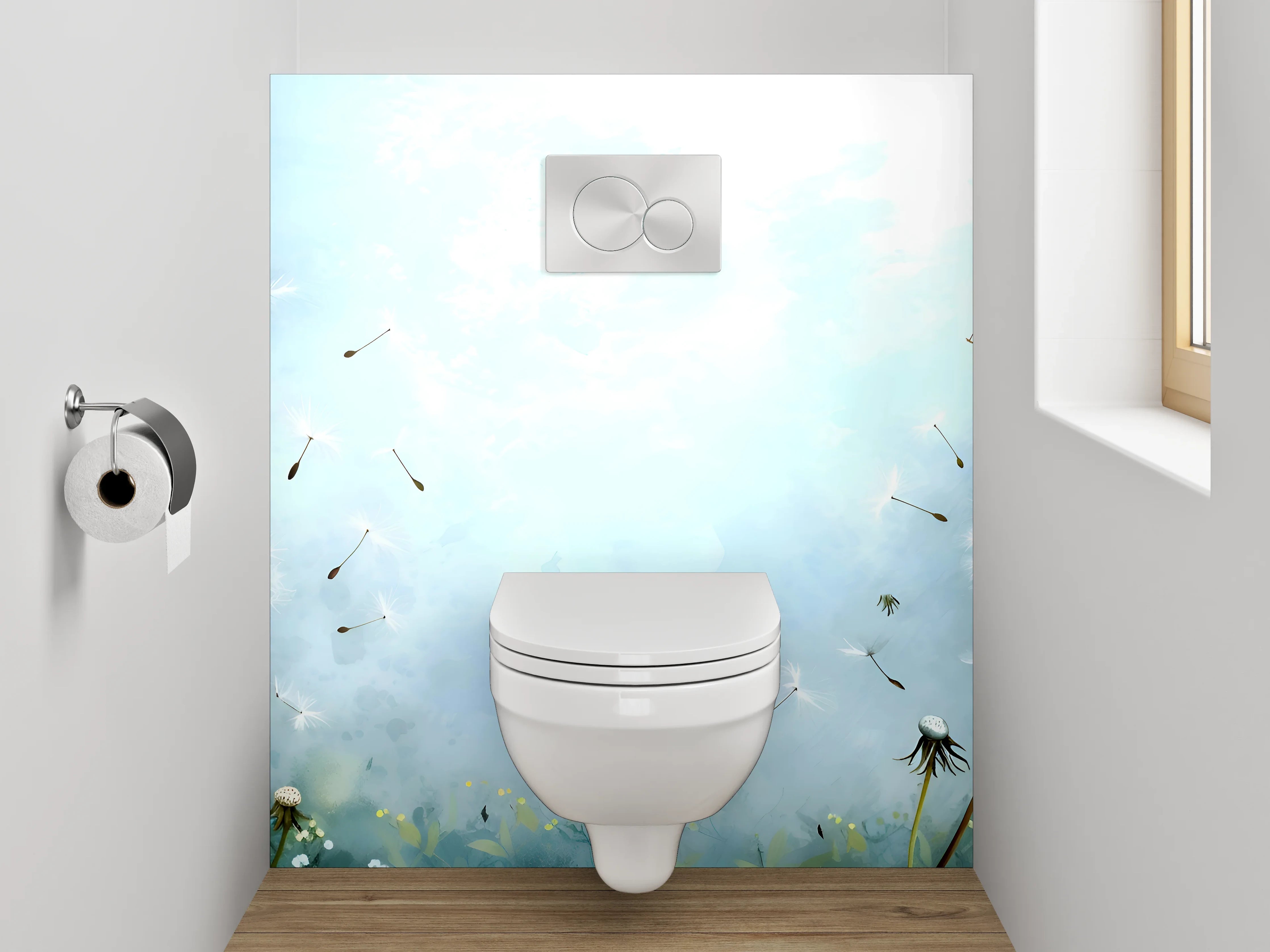 WC-Rückwand - Aquarell Pusteblumen Himmel