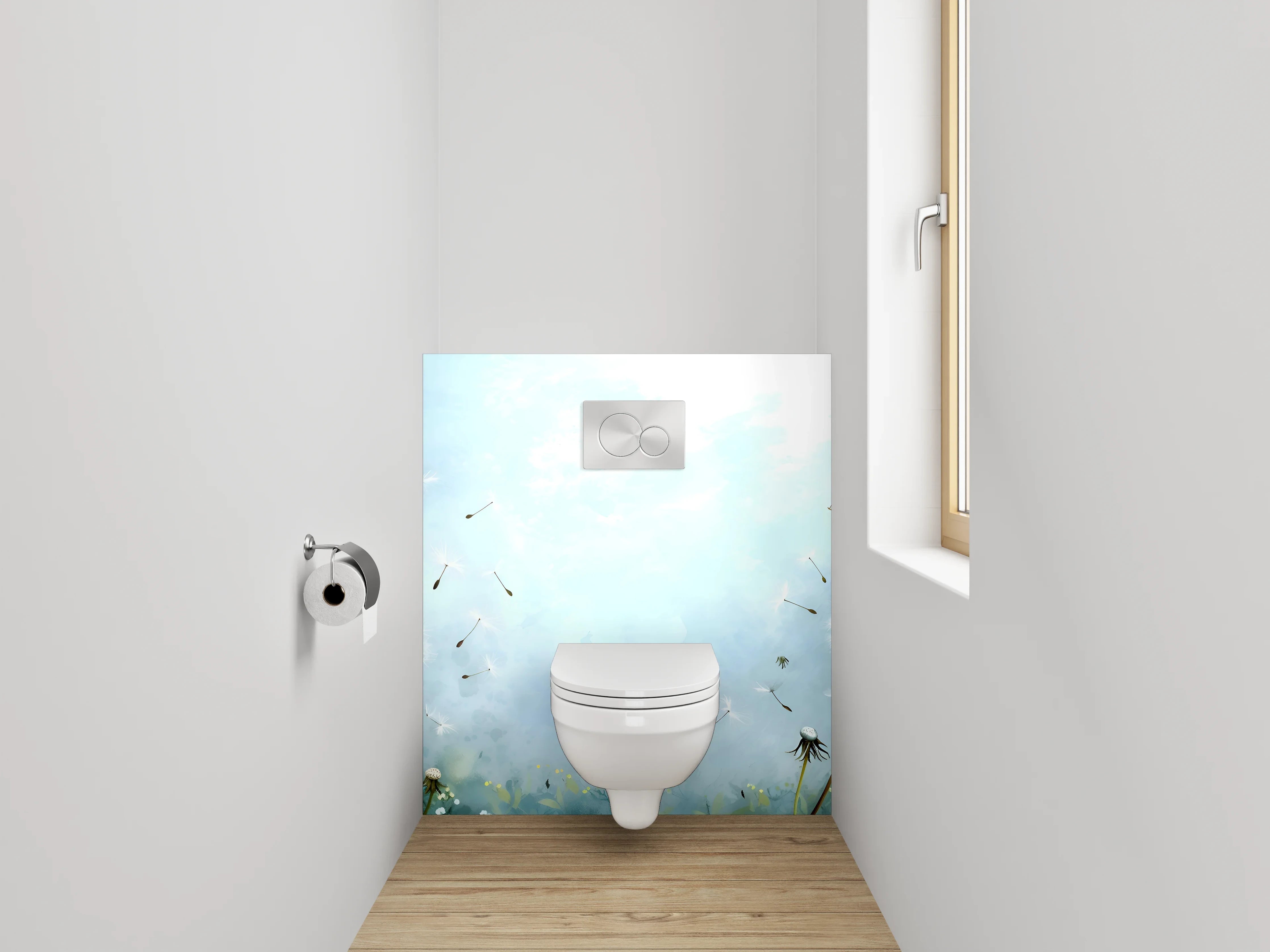 WC-Rückwand - Aquarell Pusteblumen Himmel