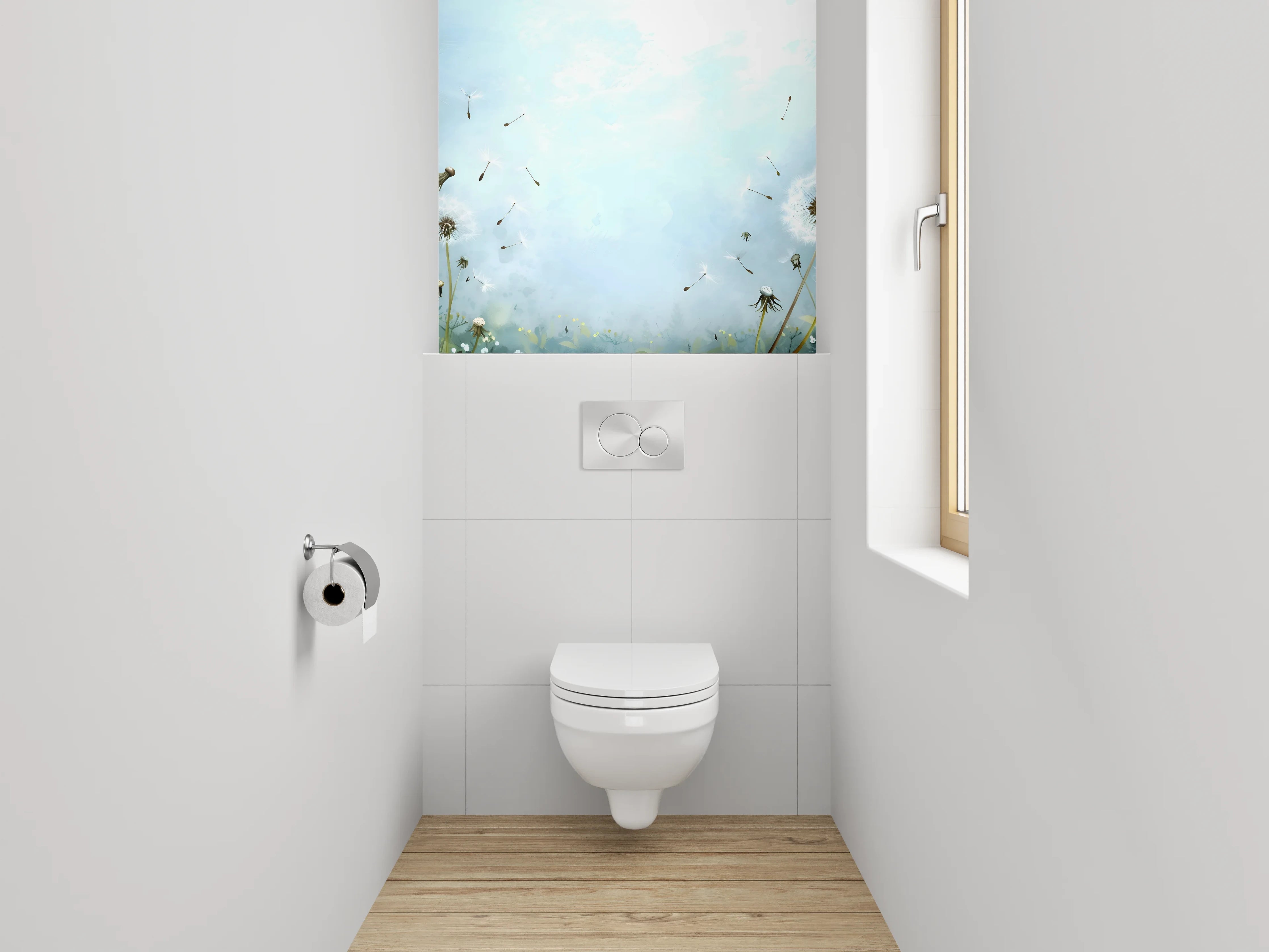 WC-Rückwand - Aquarell Pusteblumen Himmel
