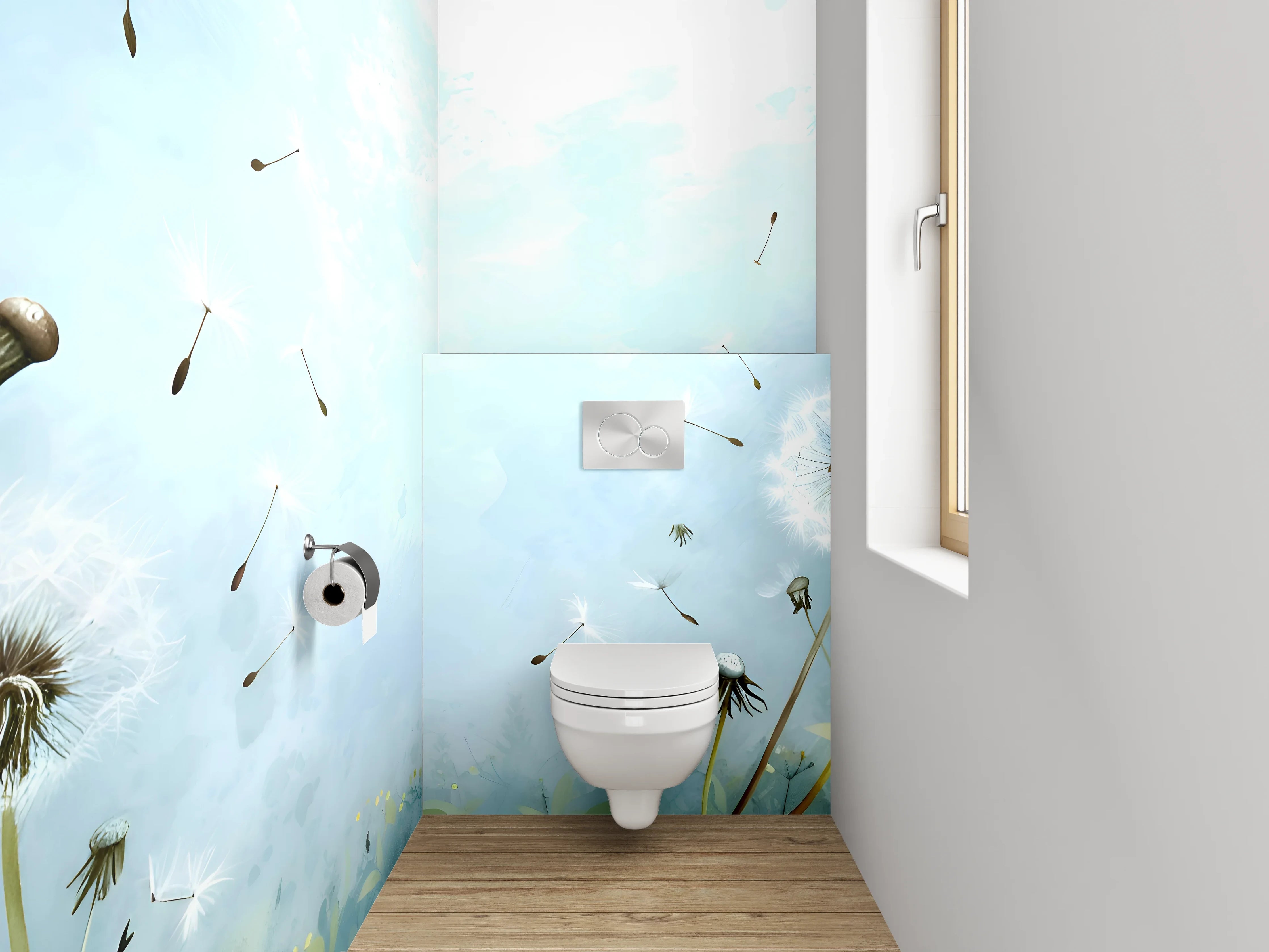 WC-Rückwand - Aquarell Pusteblumen Himmel