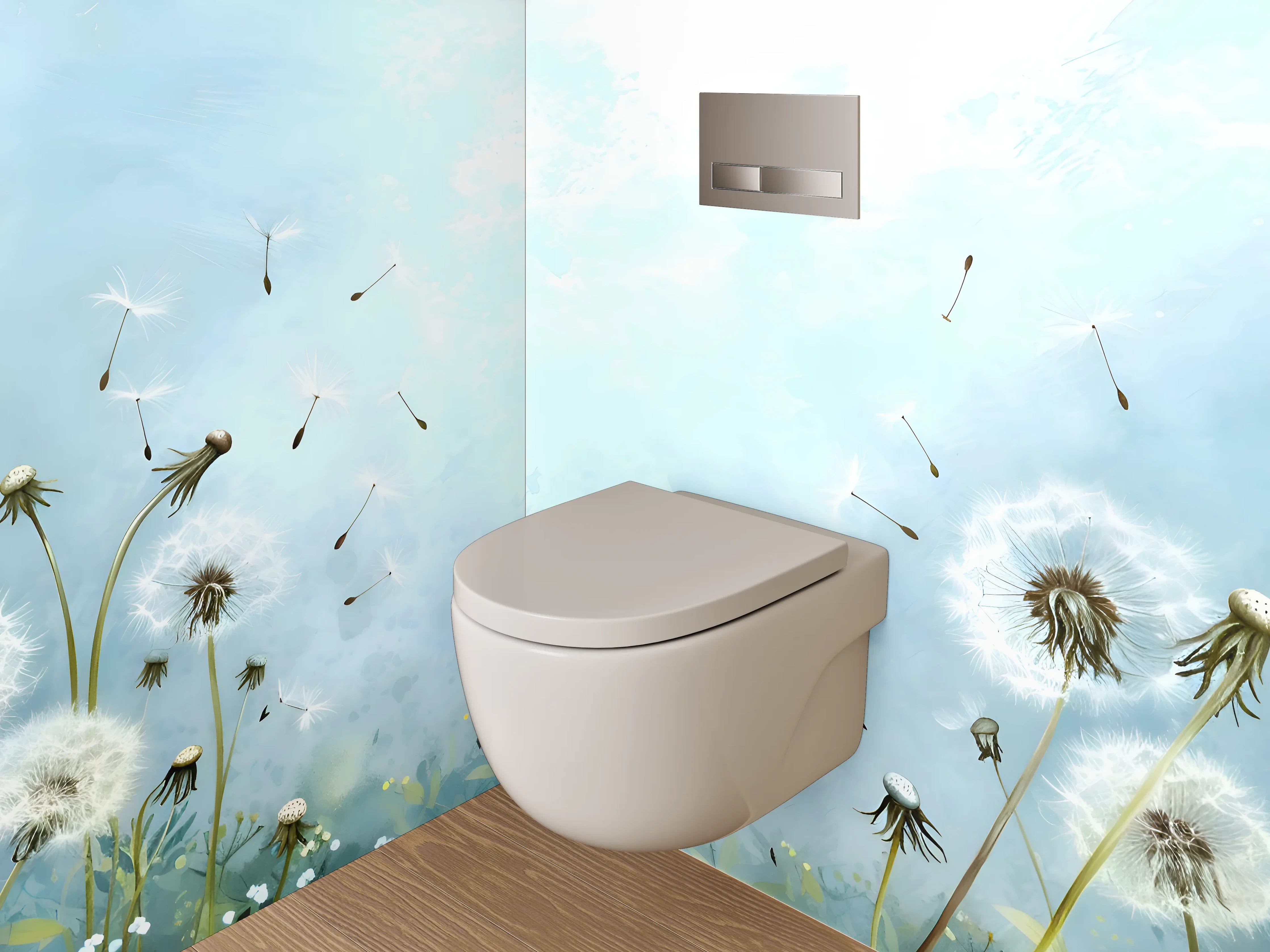 WC-Rückwand - Aquarell Pusteblumen Himmel