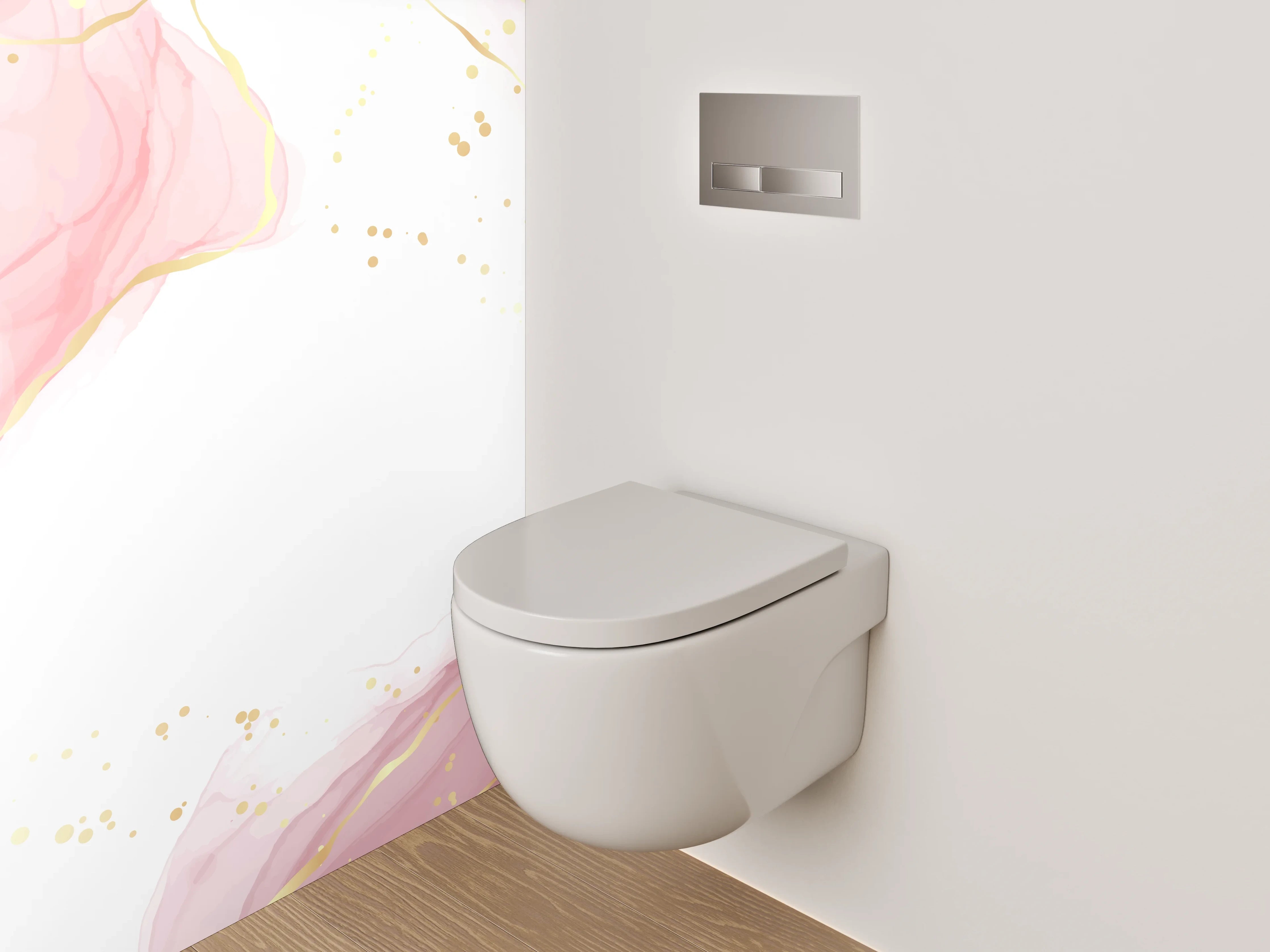 WC-Rückwand - Aquarell Rosa Gold Marmor Look