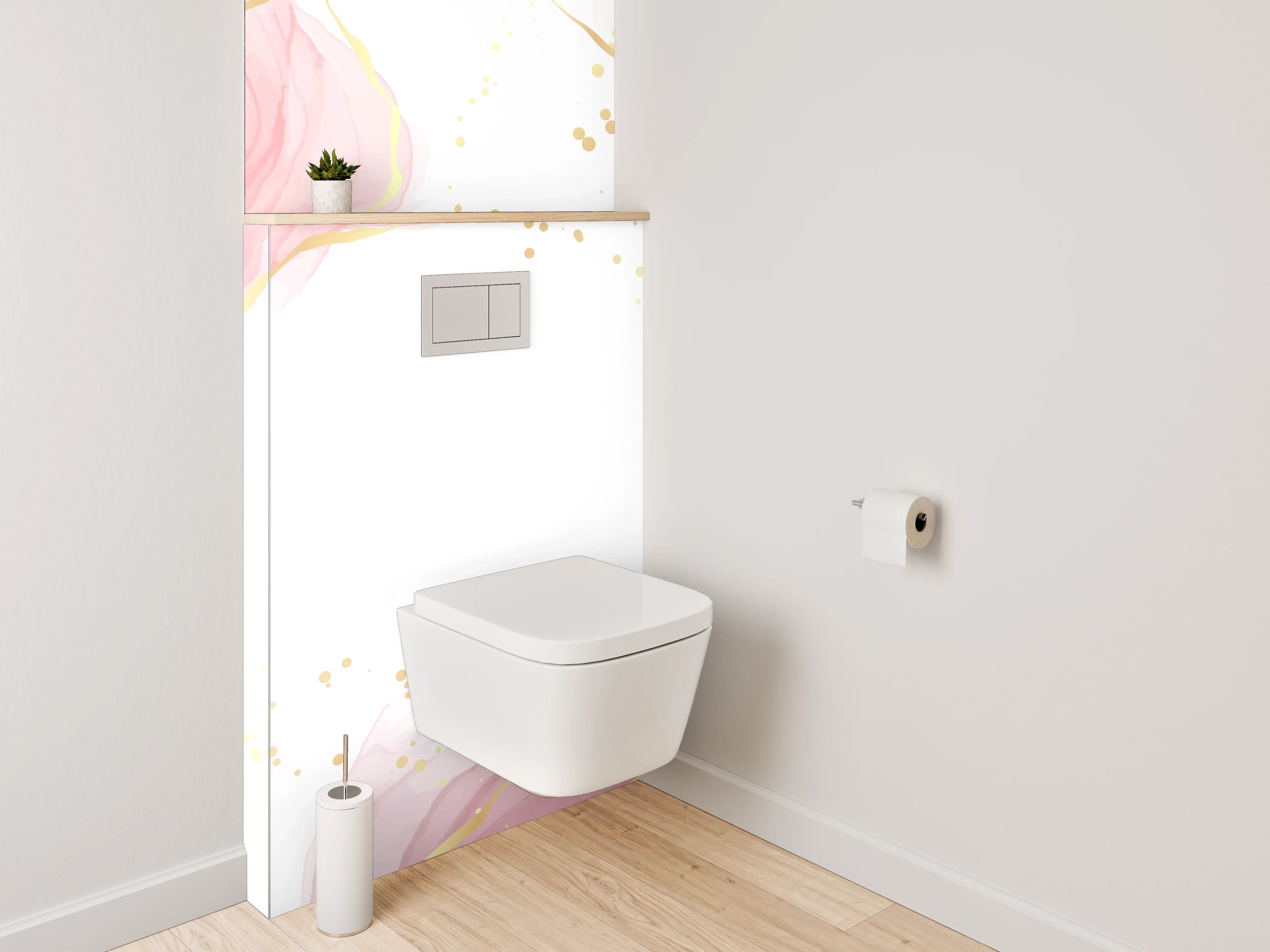 WC-Rückwand - Aquarell Rosa Gold Marmor Look