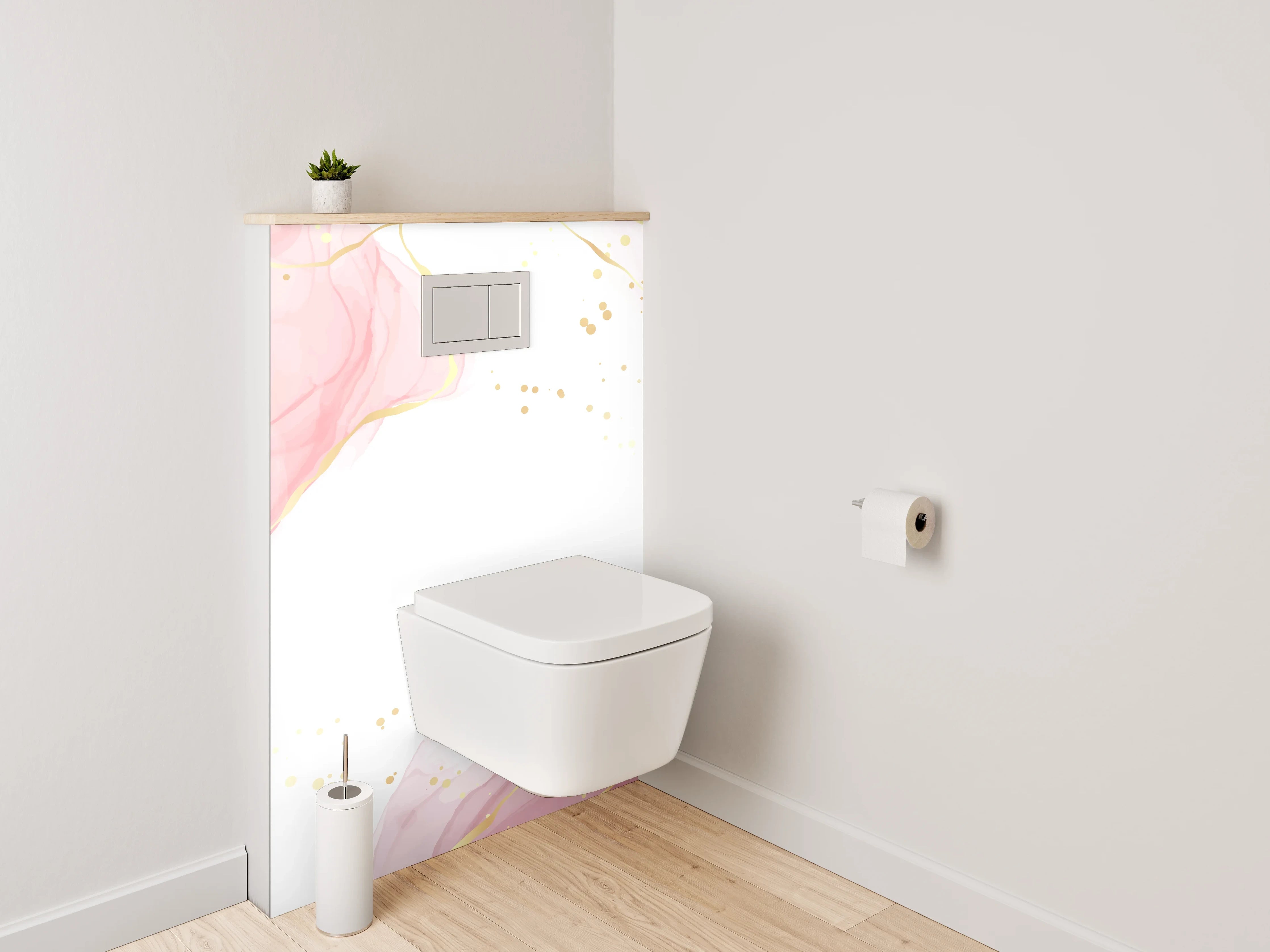 WC-Rückwand - Aquarell Rosa Gold Marmor Look