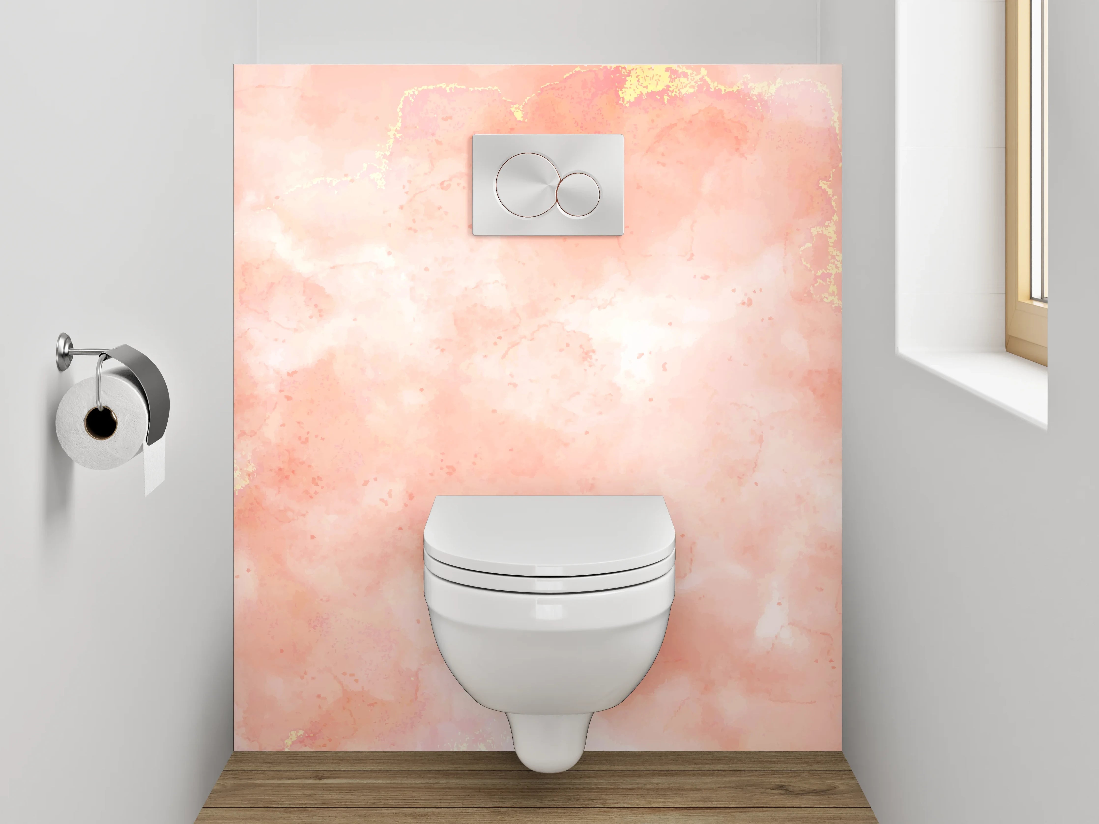 WC-Rückwand - Aquarell Rosa Marmor Design