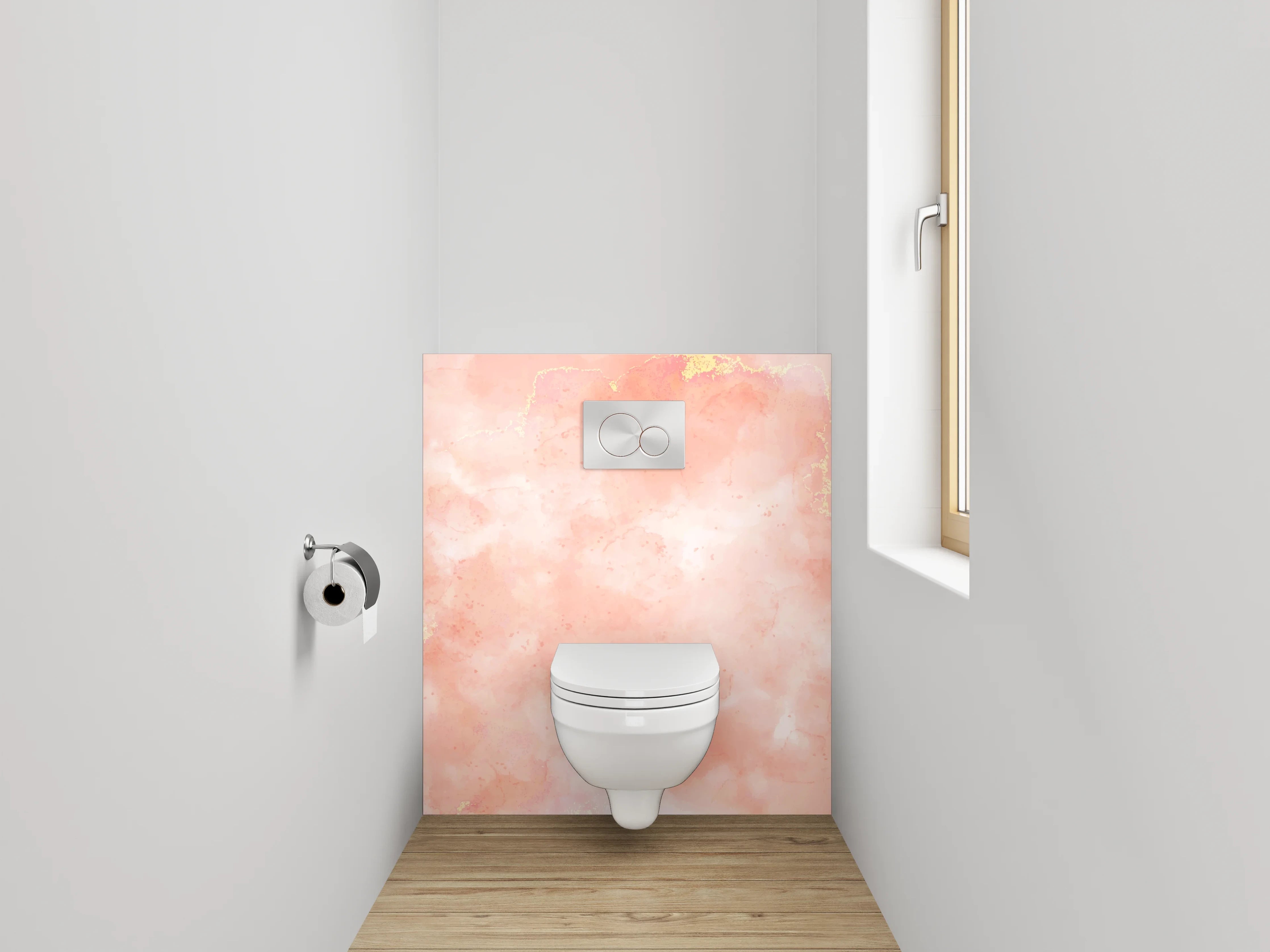 WC-Rückwand - Aquarell Rosa Marmor Design