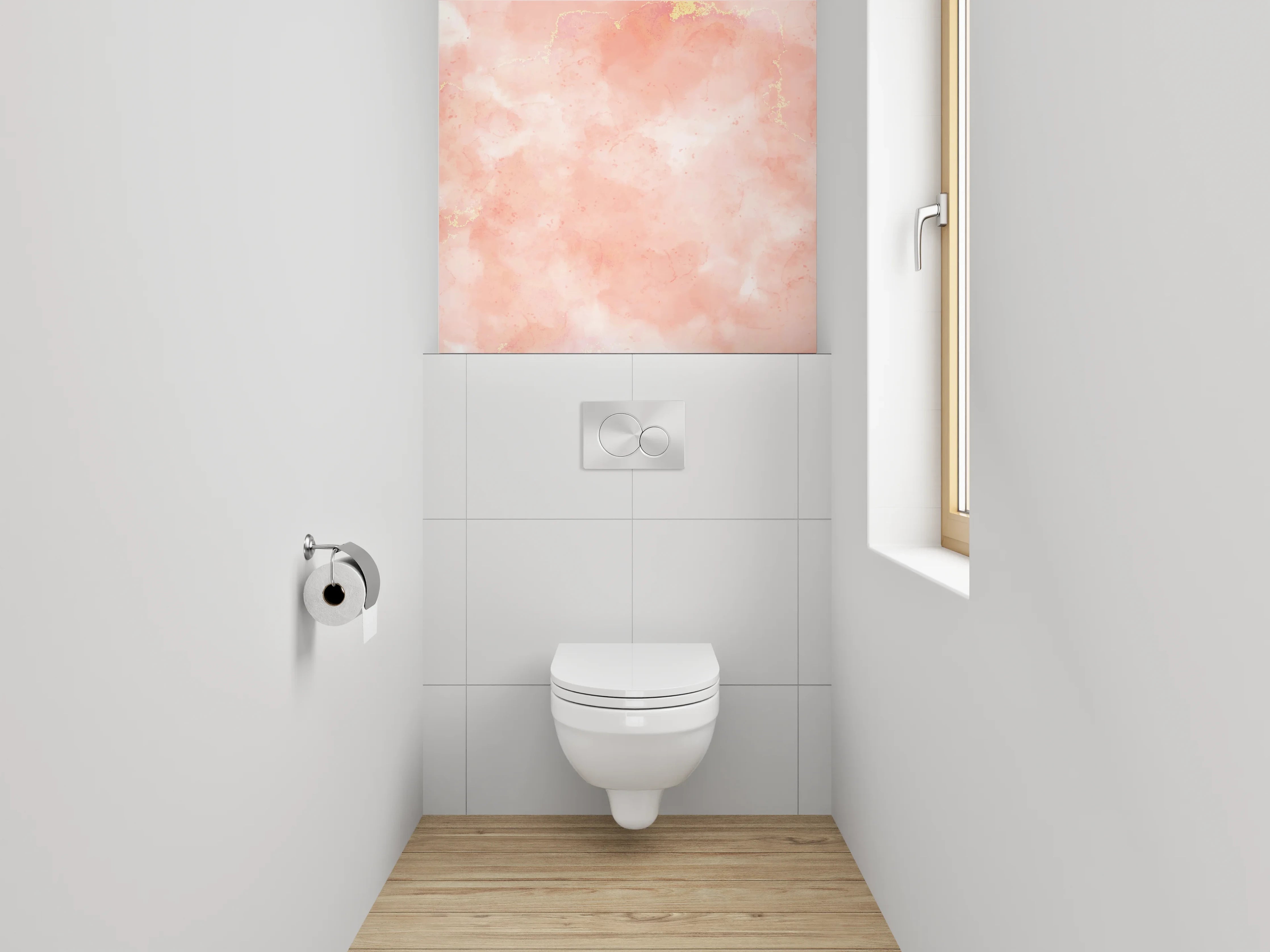 WC-Rückwand - Aquarell Rosa Marmor Design