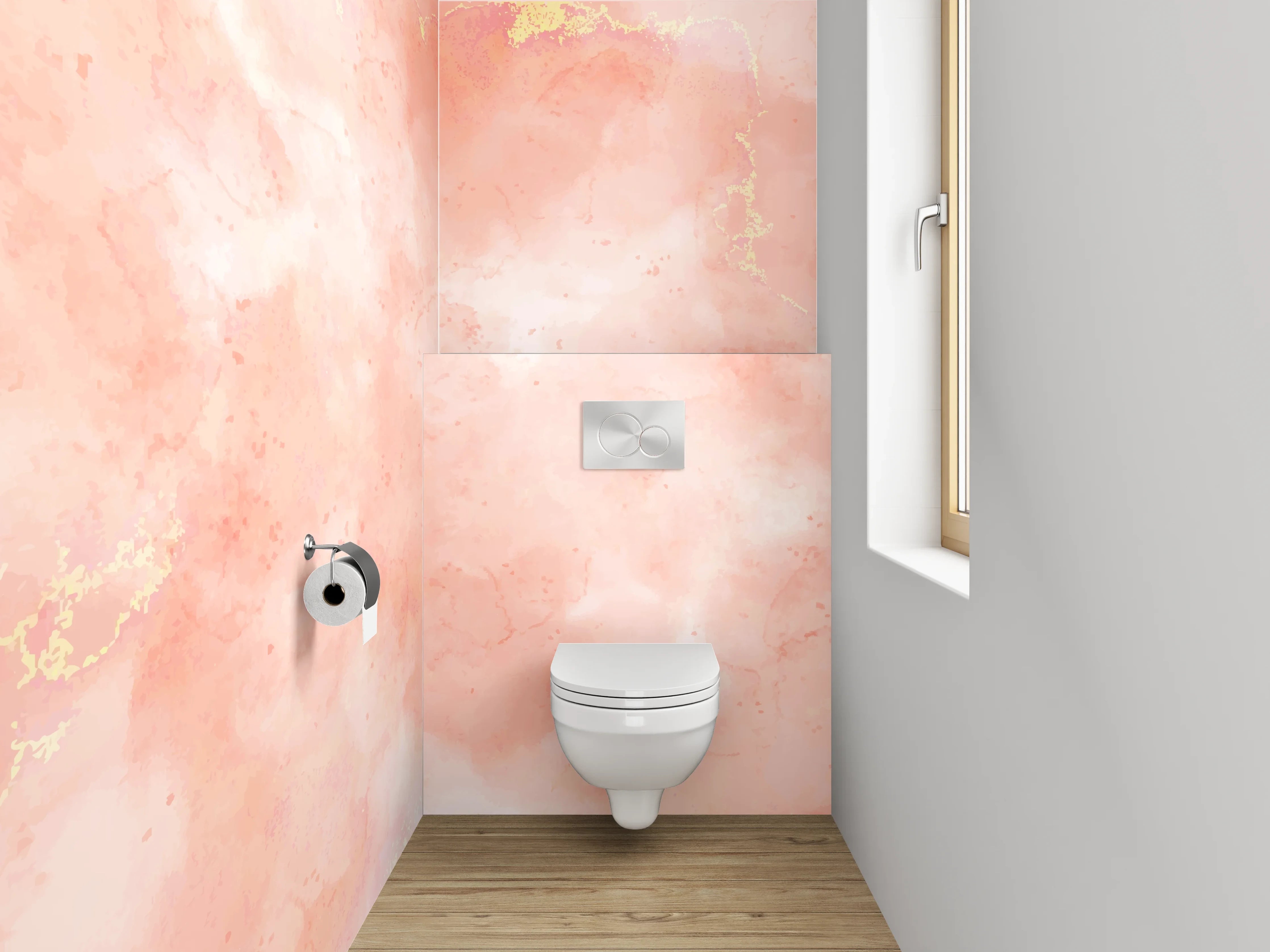 WC-Rückwand - Aquarell Rosa Marmor Design