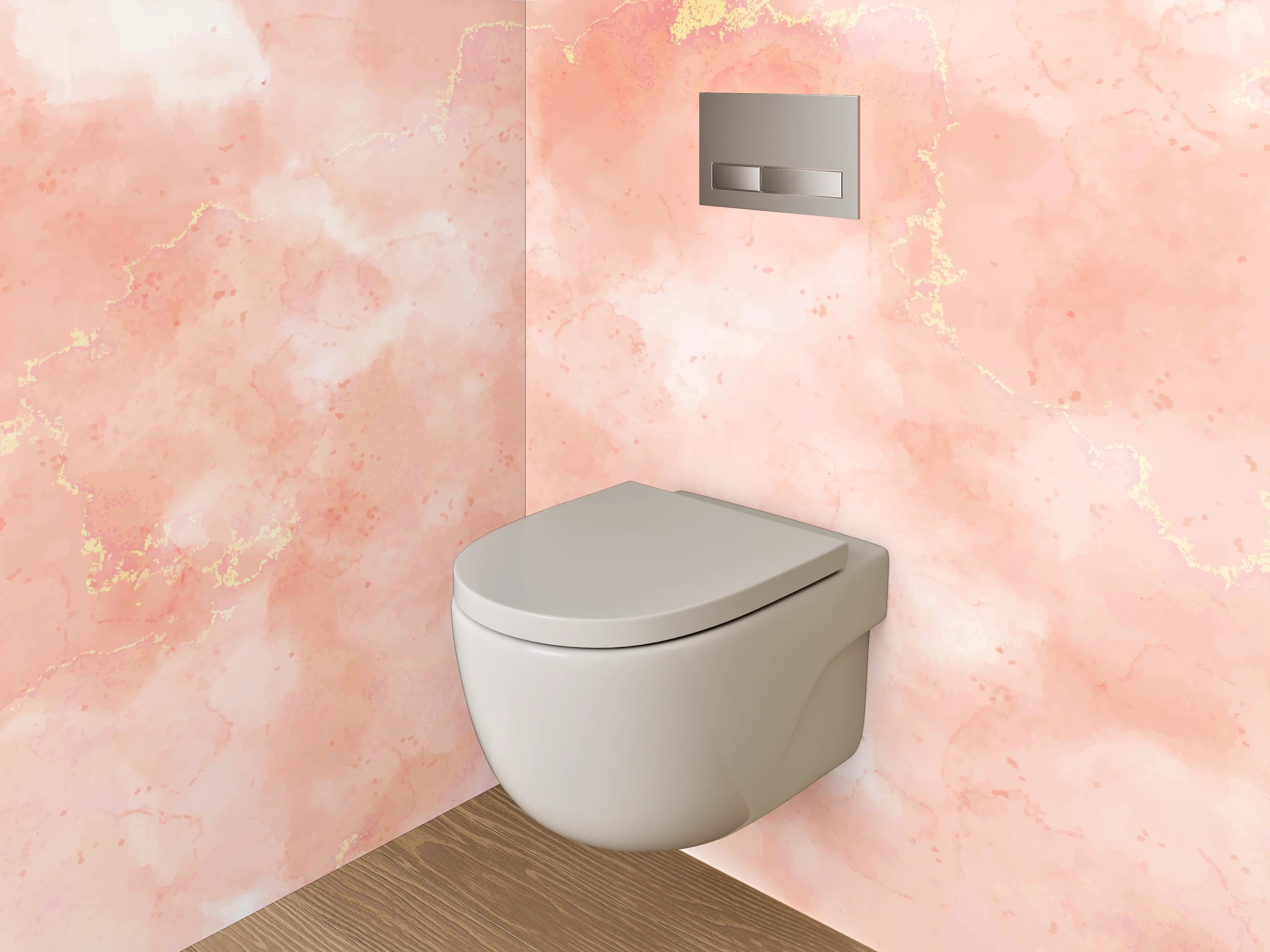 WC-Rückwand - Aquarell Rosa Marmor Design