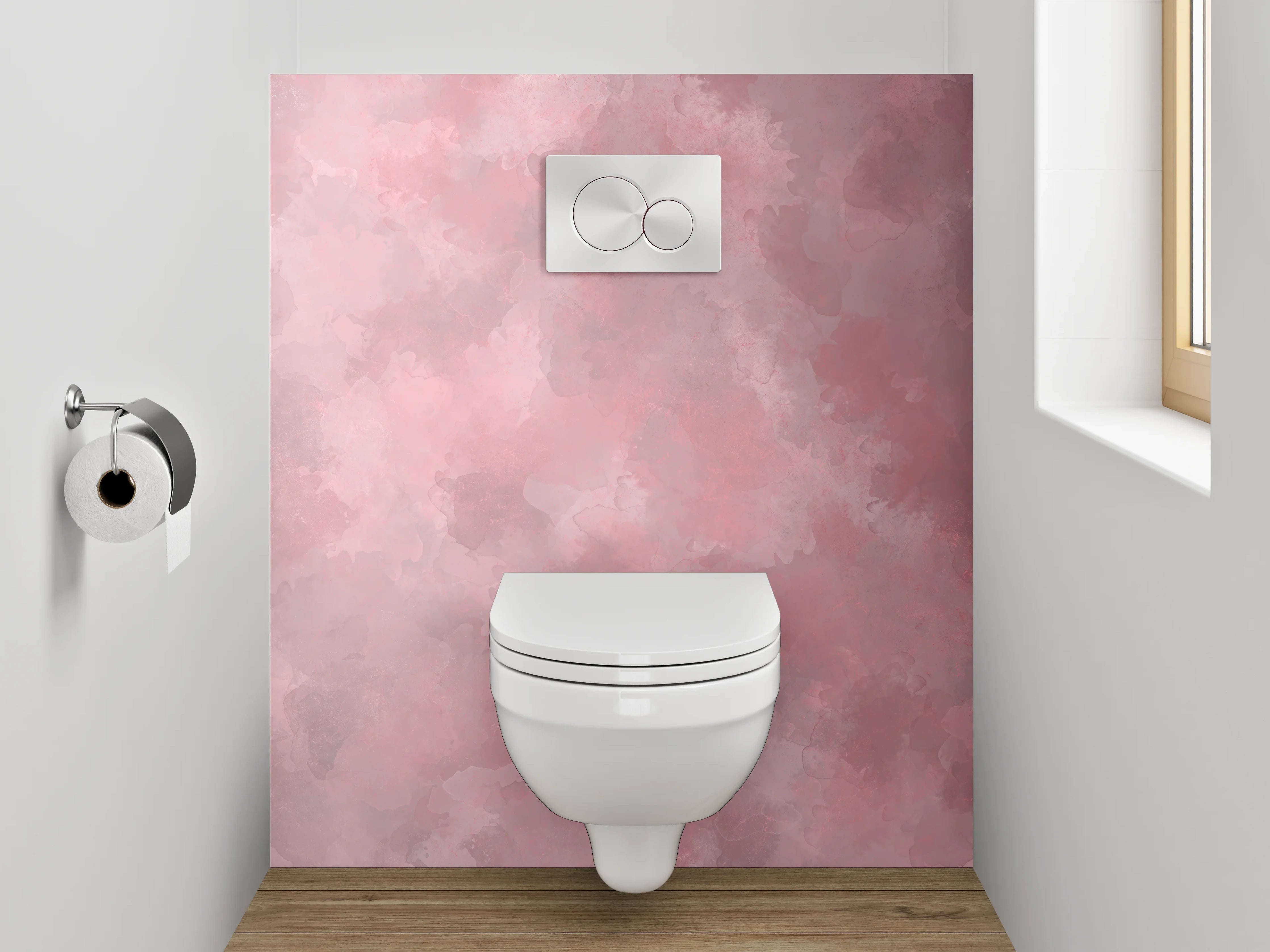 WC-Rückwand - Aquarell Rosa Wolke Design