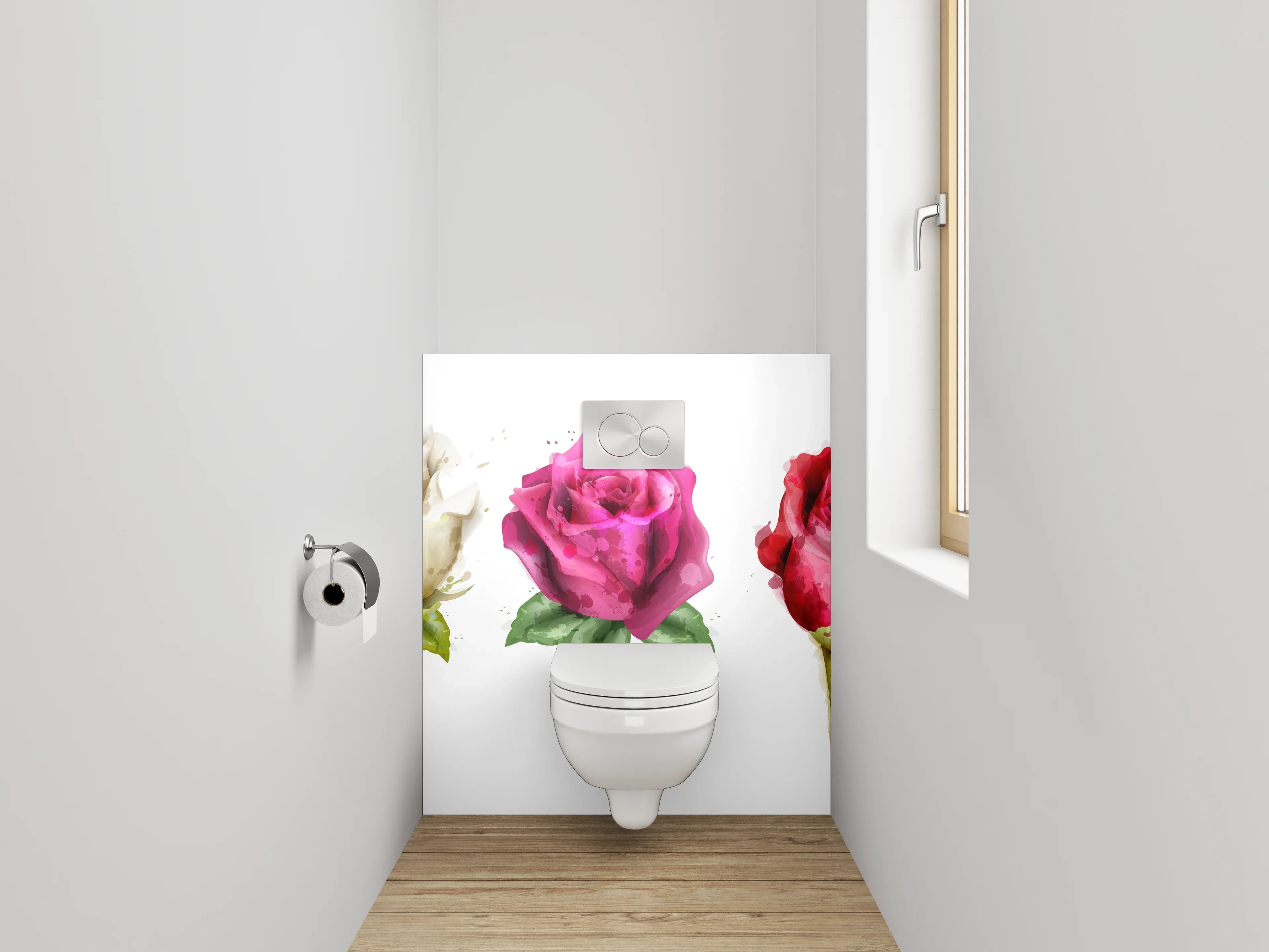 WC-Rückwand - Aquarell Rosen – Bunte Blütenpracht