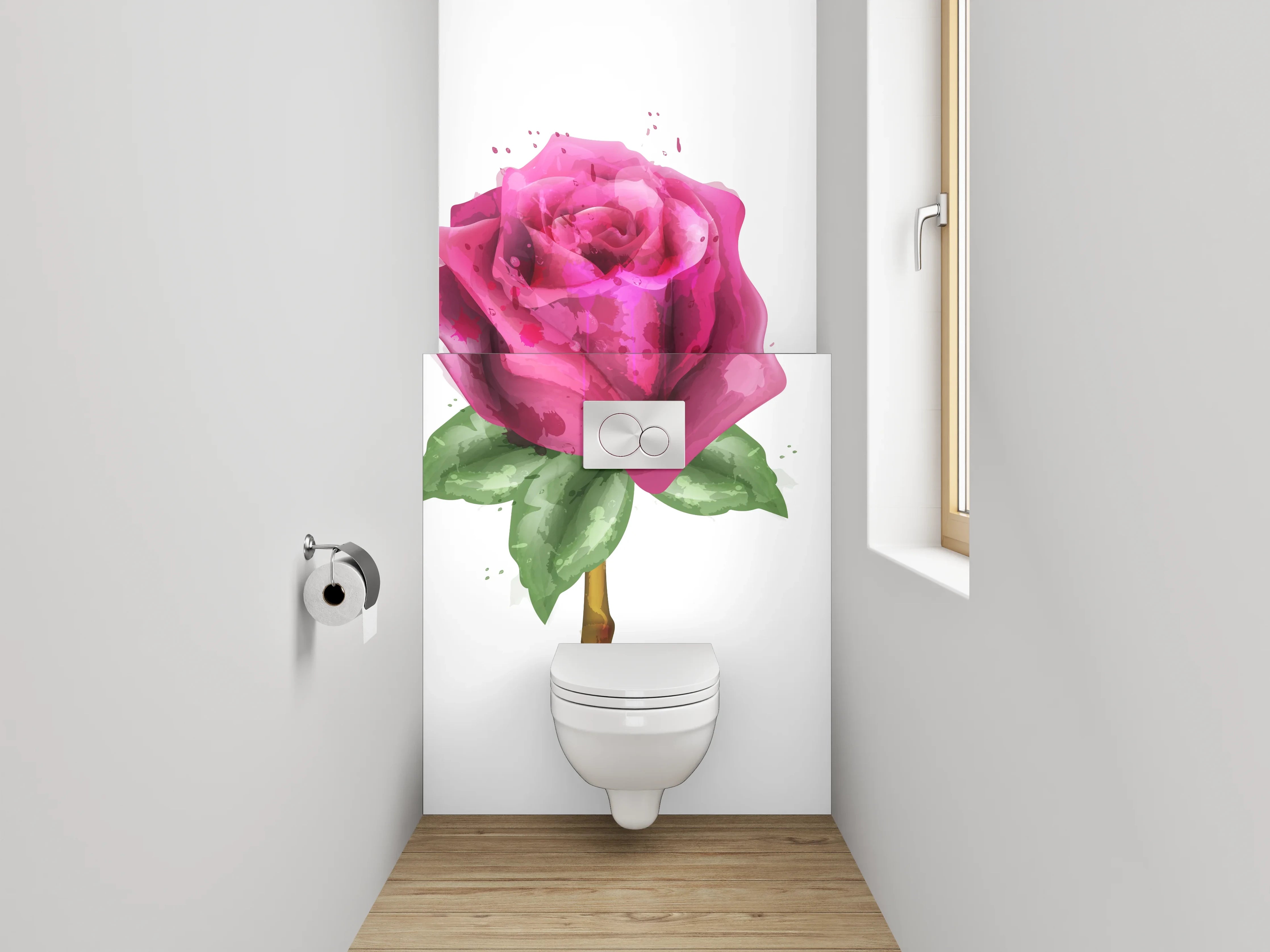 WC-Rückwand - Aquarell Rosen – Bunte Blütenpracht