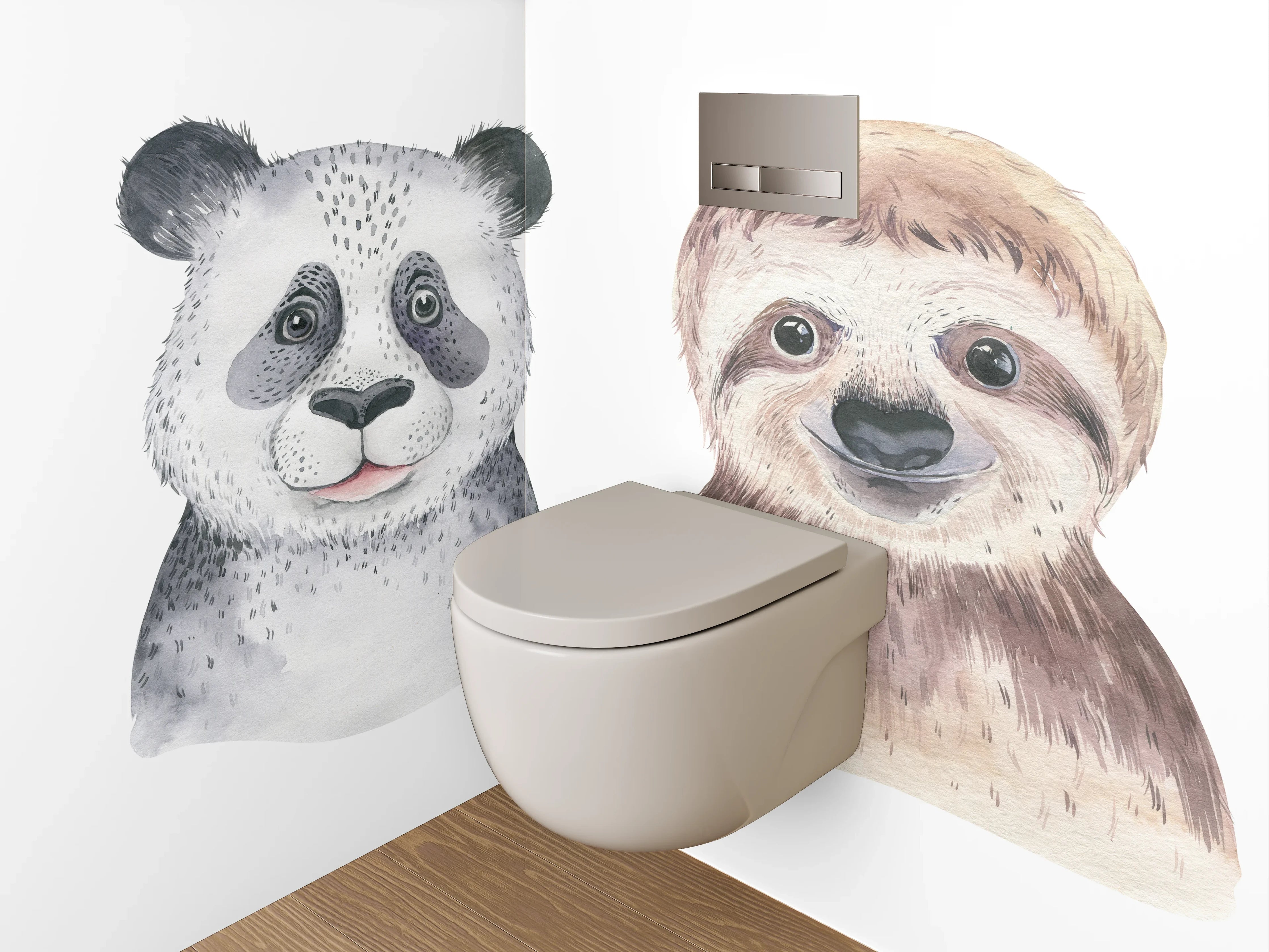 WC-Rückwand - Aquarell Tierportraits: Koala, Panda, Faultier, Elefant