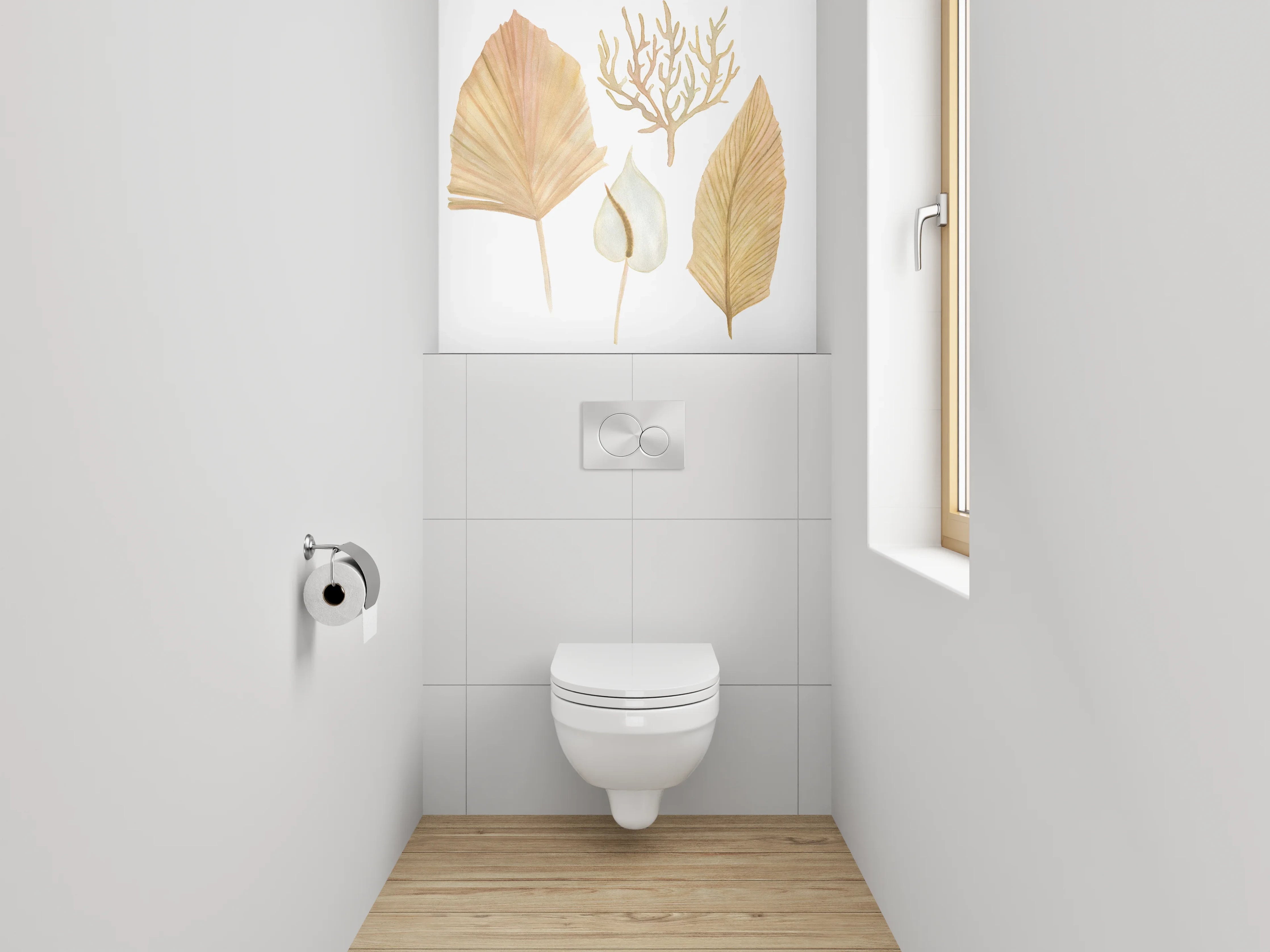 WC-Rückwand - Aquarell Trockenblätter Pflanzen Illustration