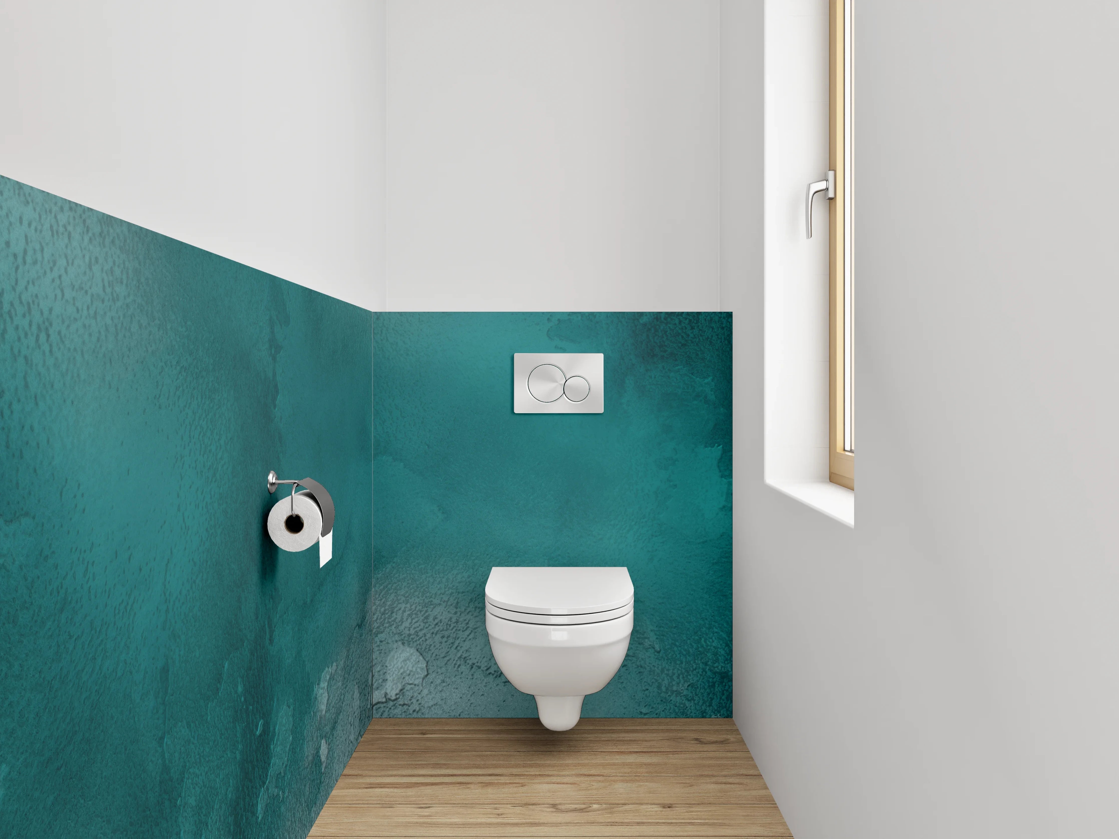 WC-Rückwand - Aquarell Türkis Abstrakt Wandkunst