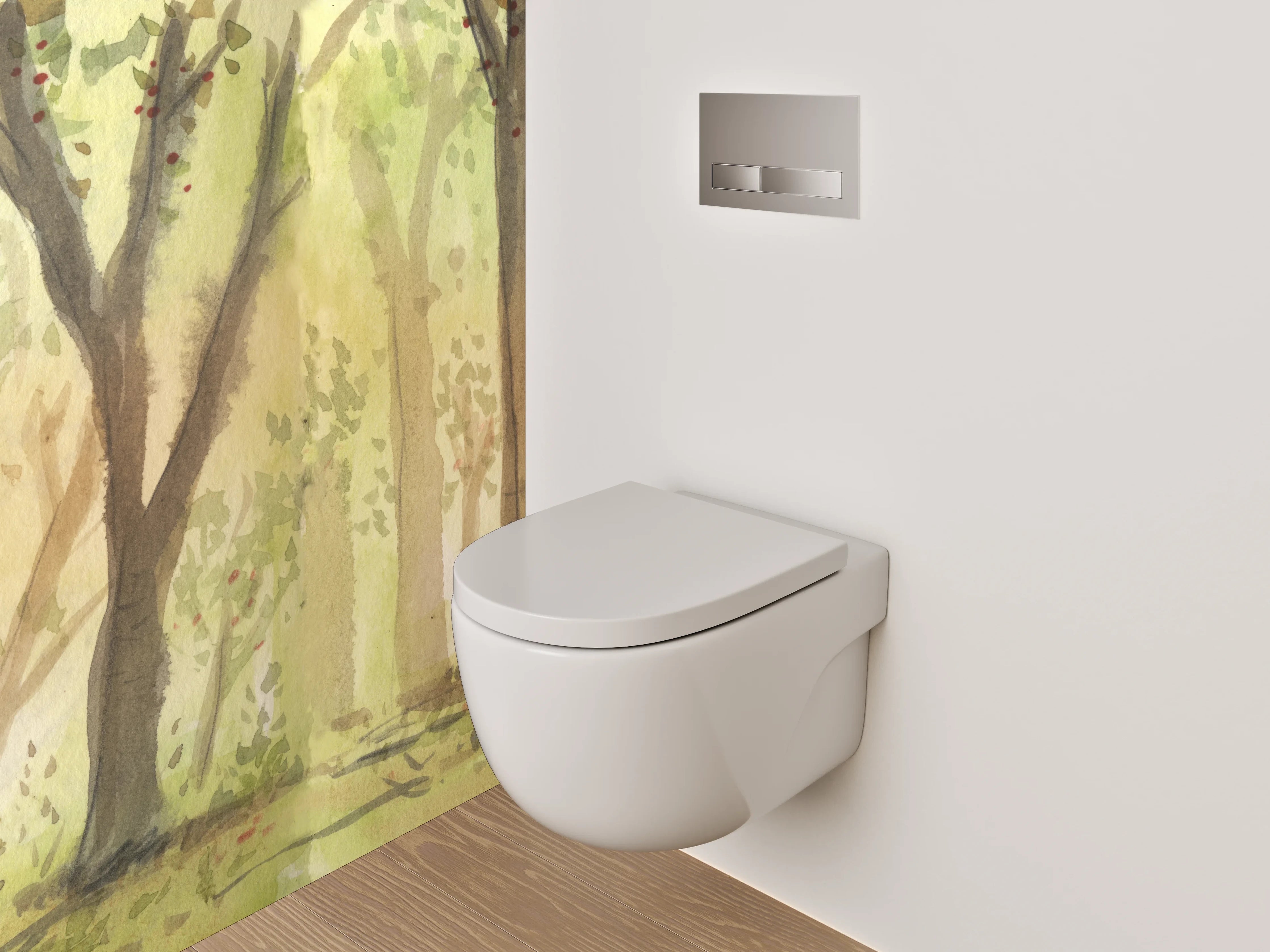 WC-Rückwand - Aquarell Wald Lichtstimmung Illustration
