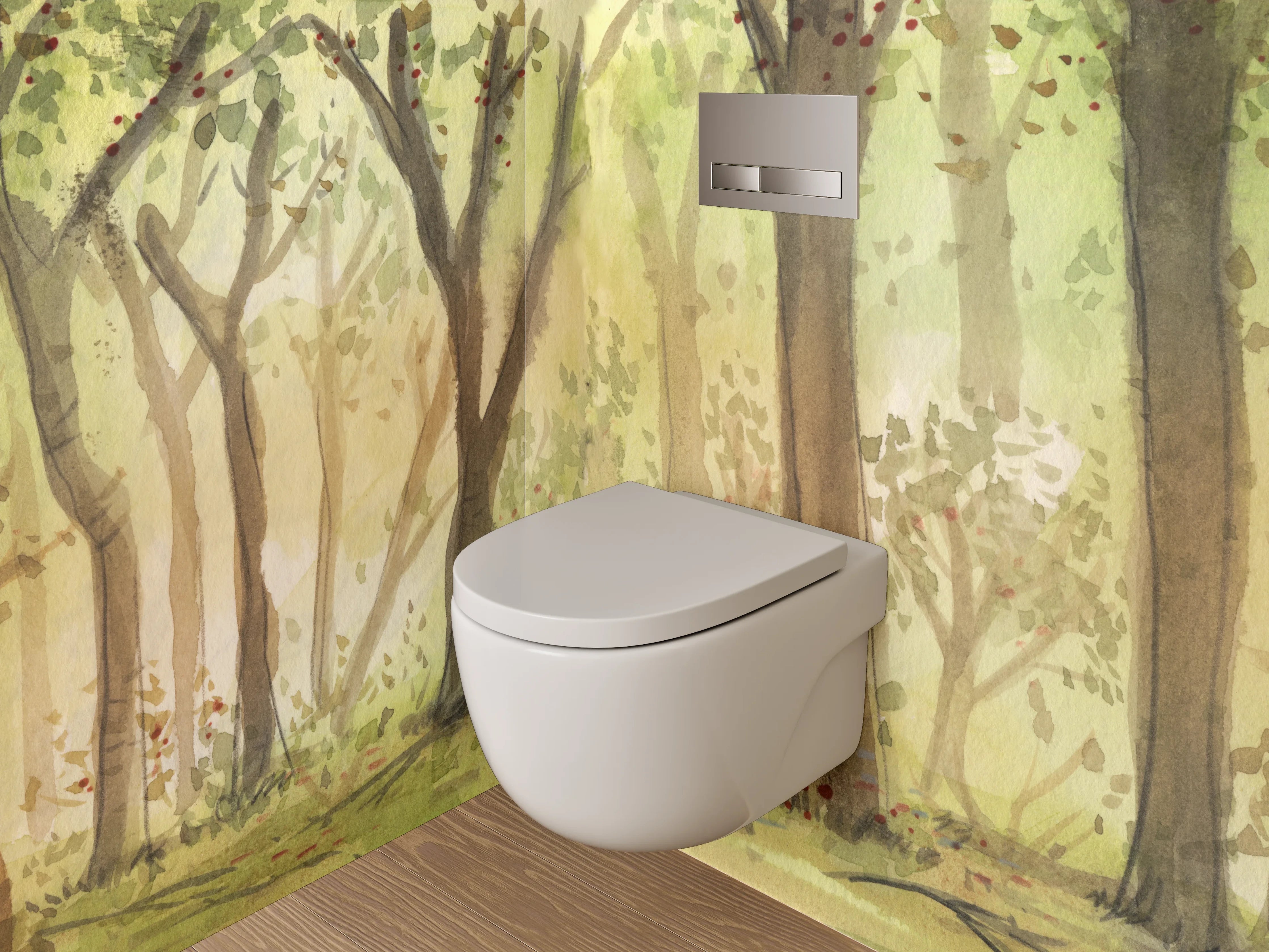 WC-Rückwand - Aquarell Wald Lichtstimmung Illustration