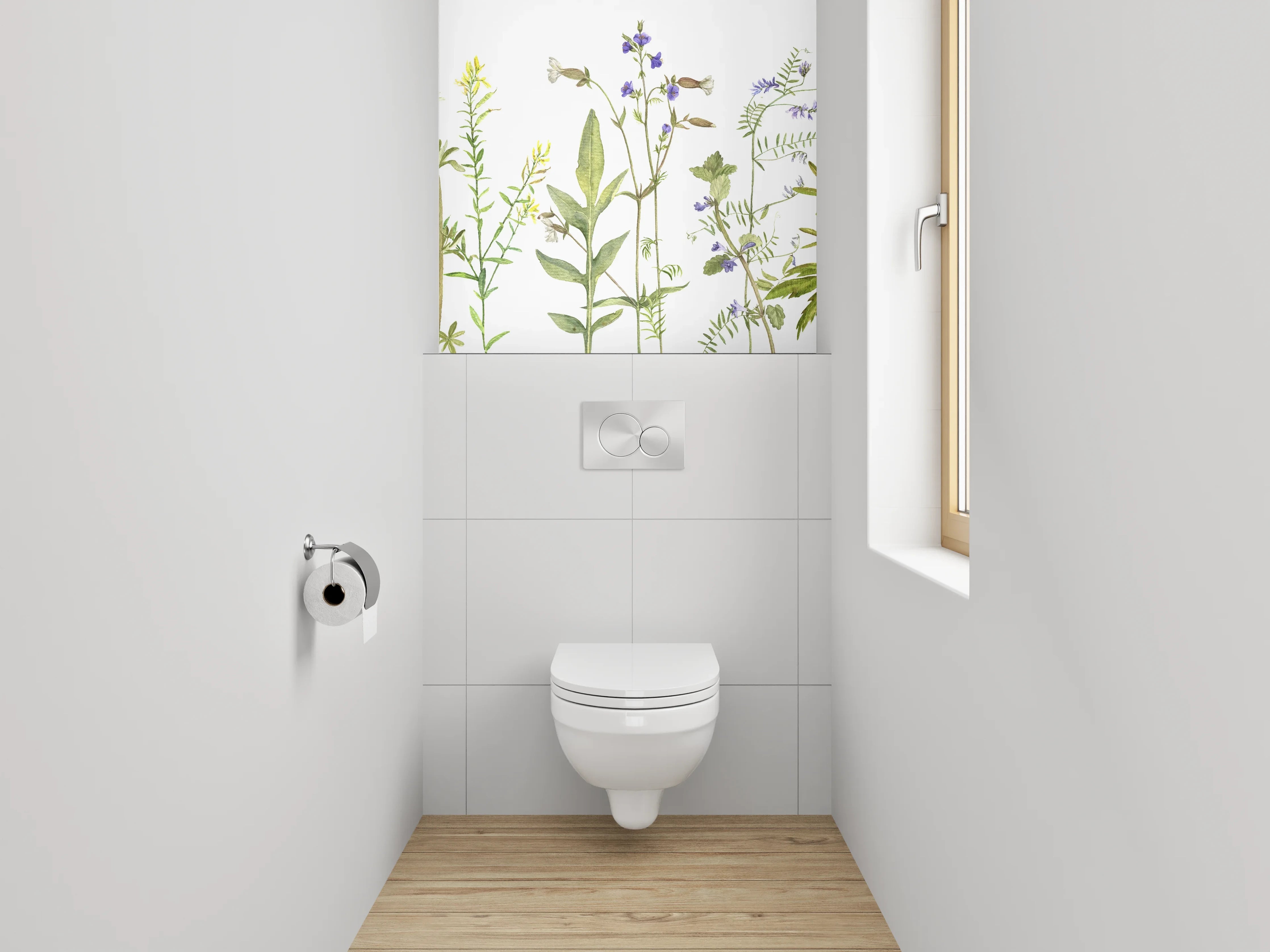 WC-Rückwand - Aquarell Wildblumen Wiese Illustration