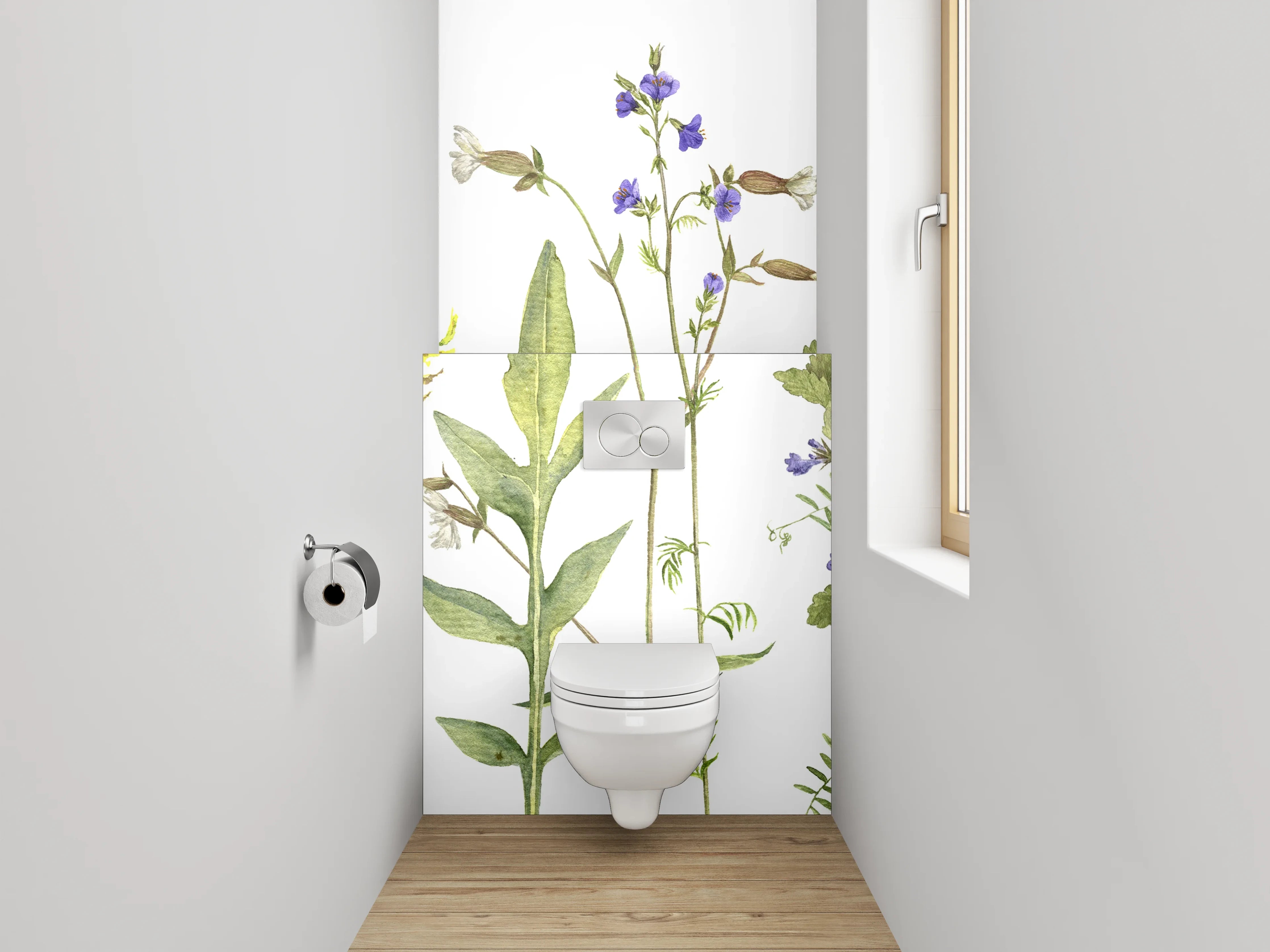 WC-Rückwand - Aquarell Wildblumen Wiese Illustration