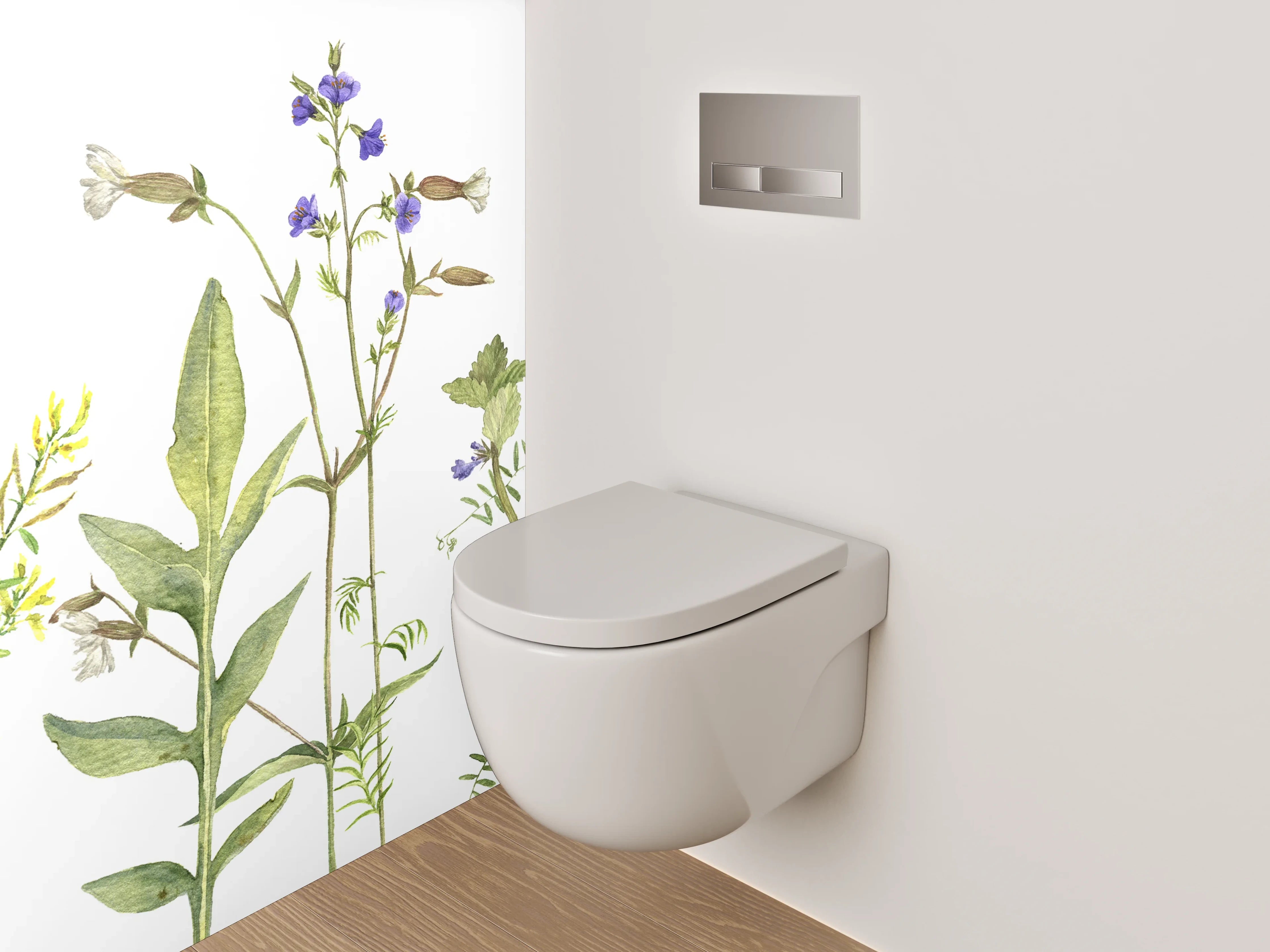 WC-Rückwand - Aquarell Wildblumen Wiese Illustration