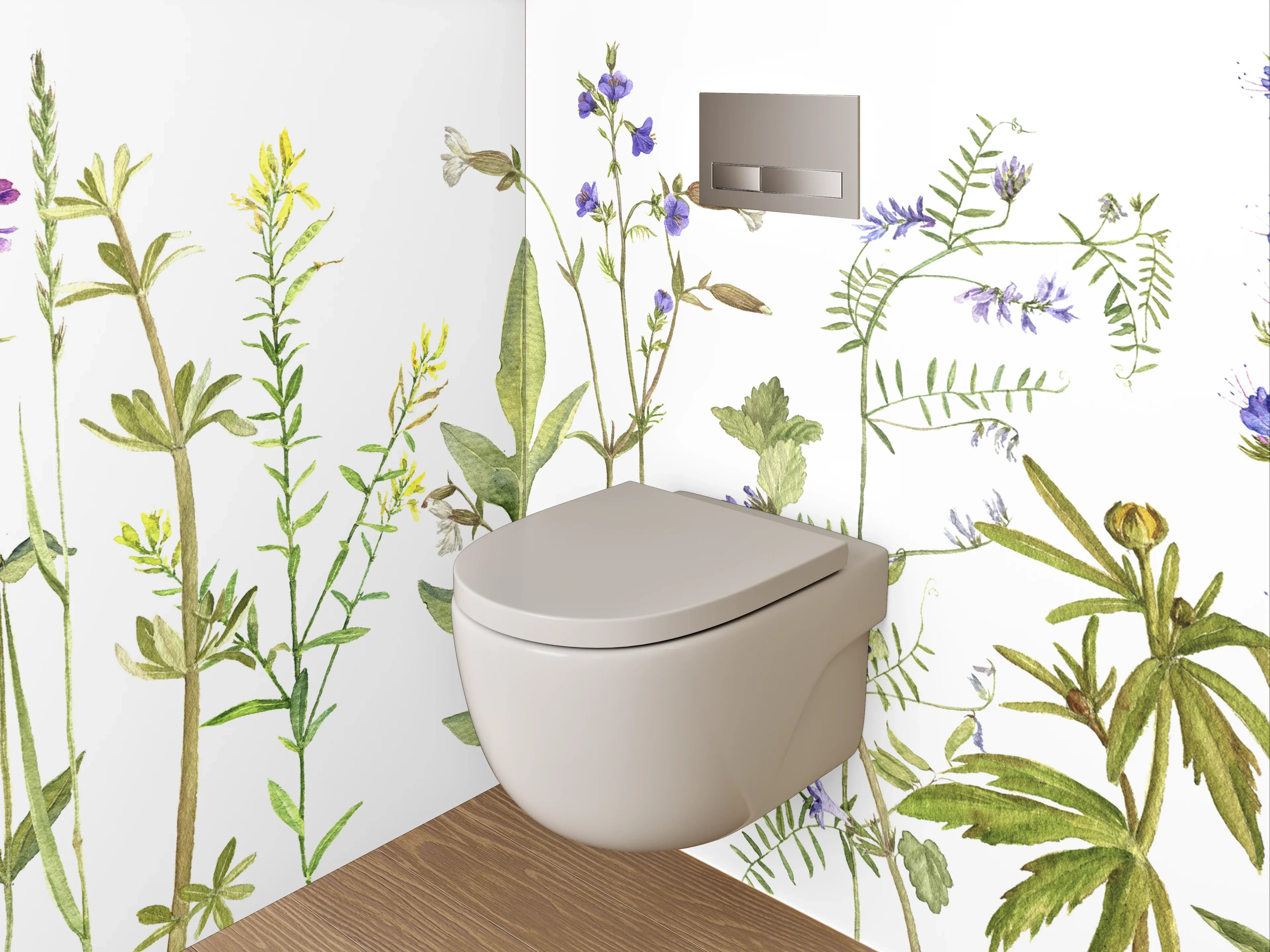 WC-Rückwand - Aquarell Wildblumen Wiese Illustration