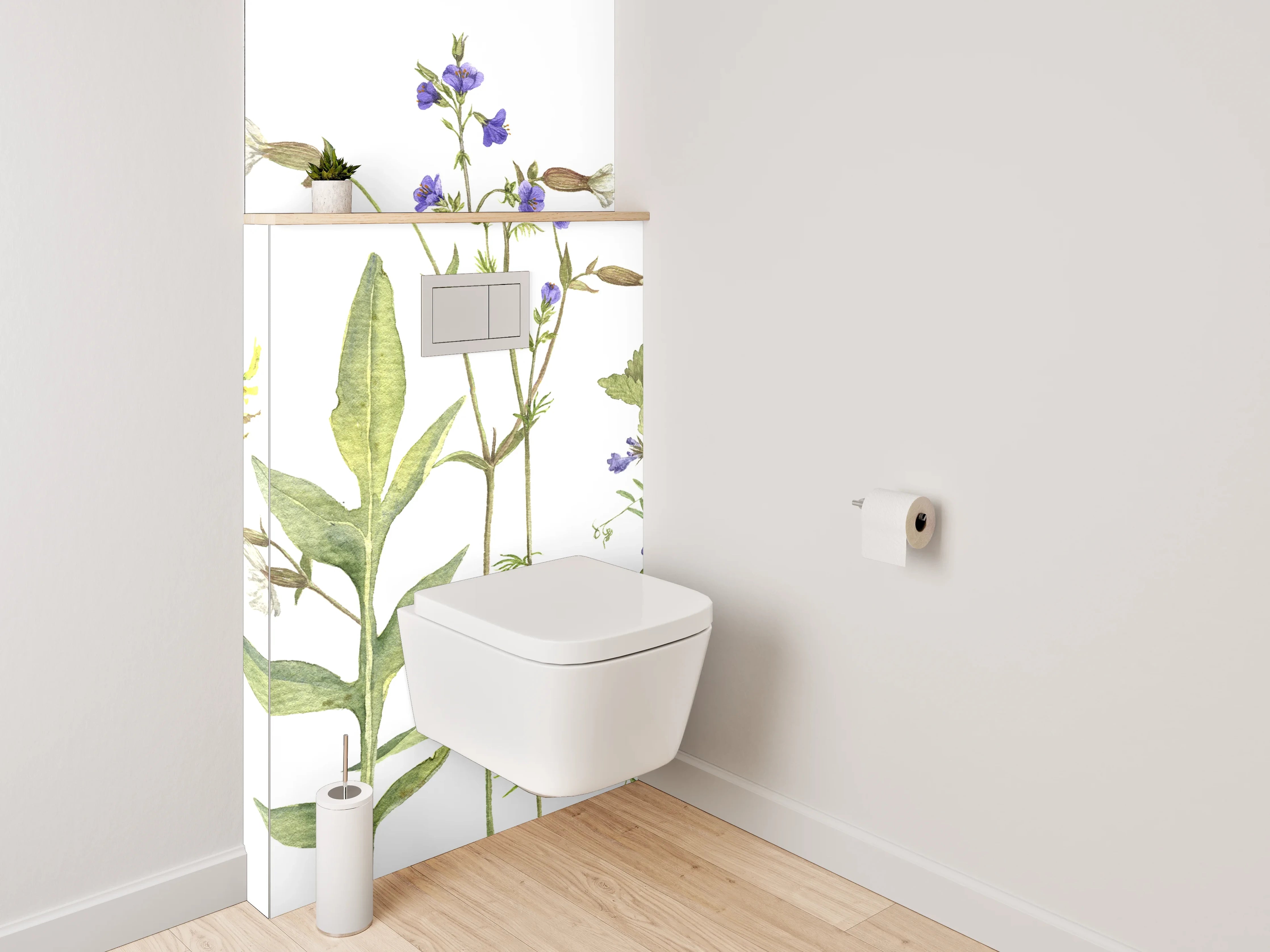 WC-Rückwand - Aquarell Wildblumen Wiese Illustration