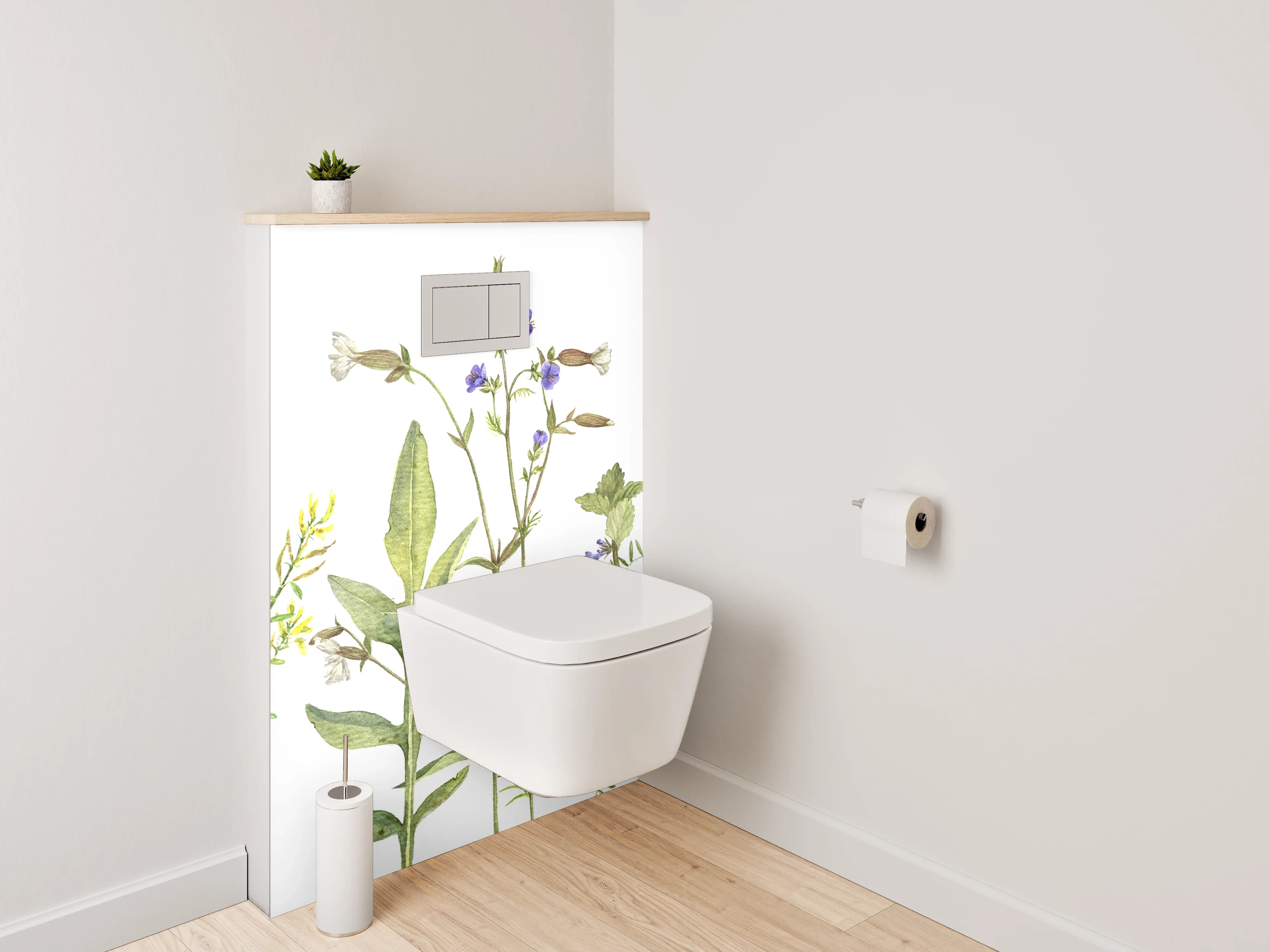 WC-Rückwand - Aquarell Wildblumen Wiese Illustration