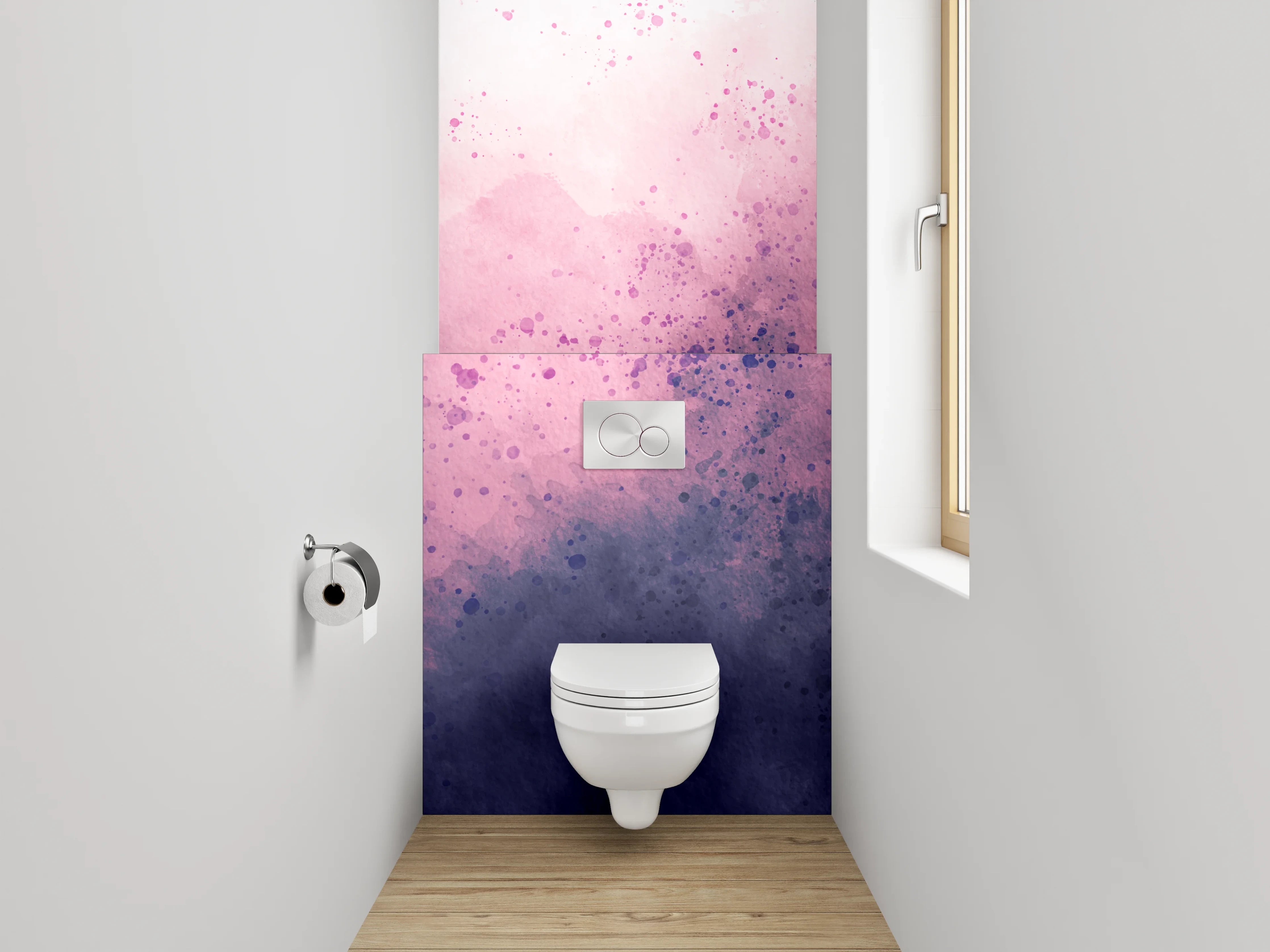 WC-Rückwand - Aquarell abstrakt Rosa Lila Wandbild