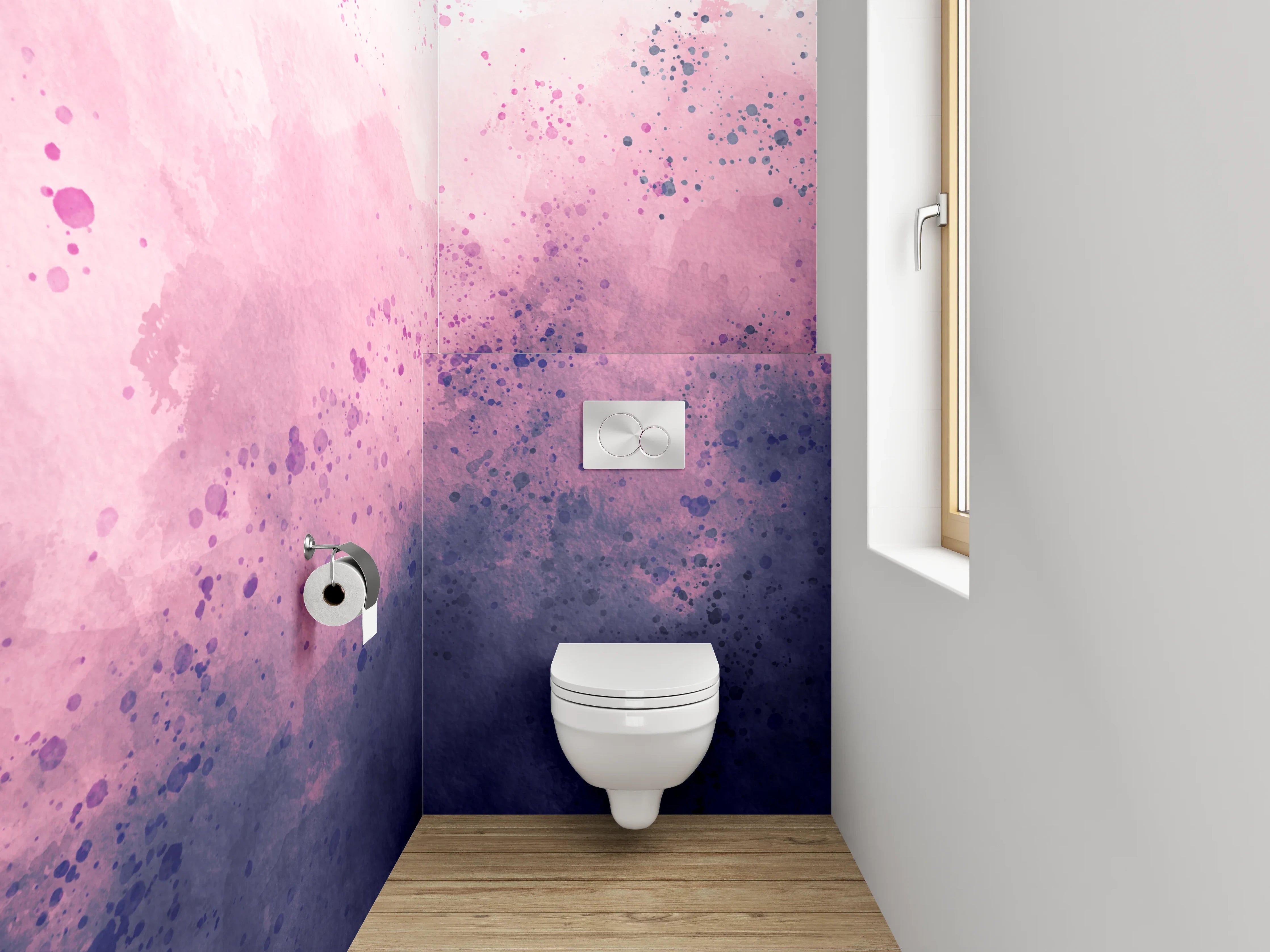WC-Rückwand - Aquarell abstrakt Rosa Lila Wandbild