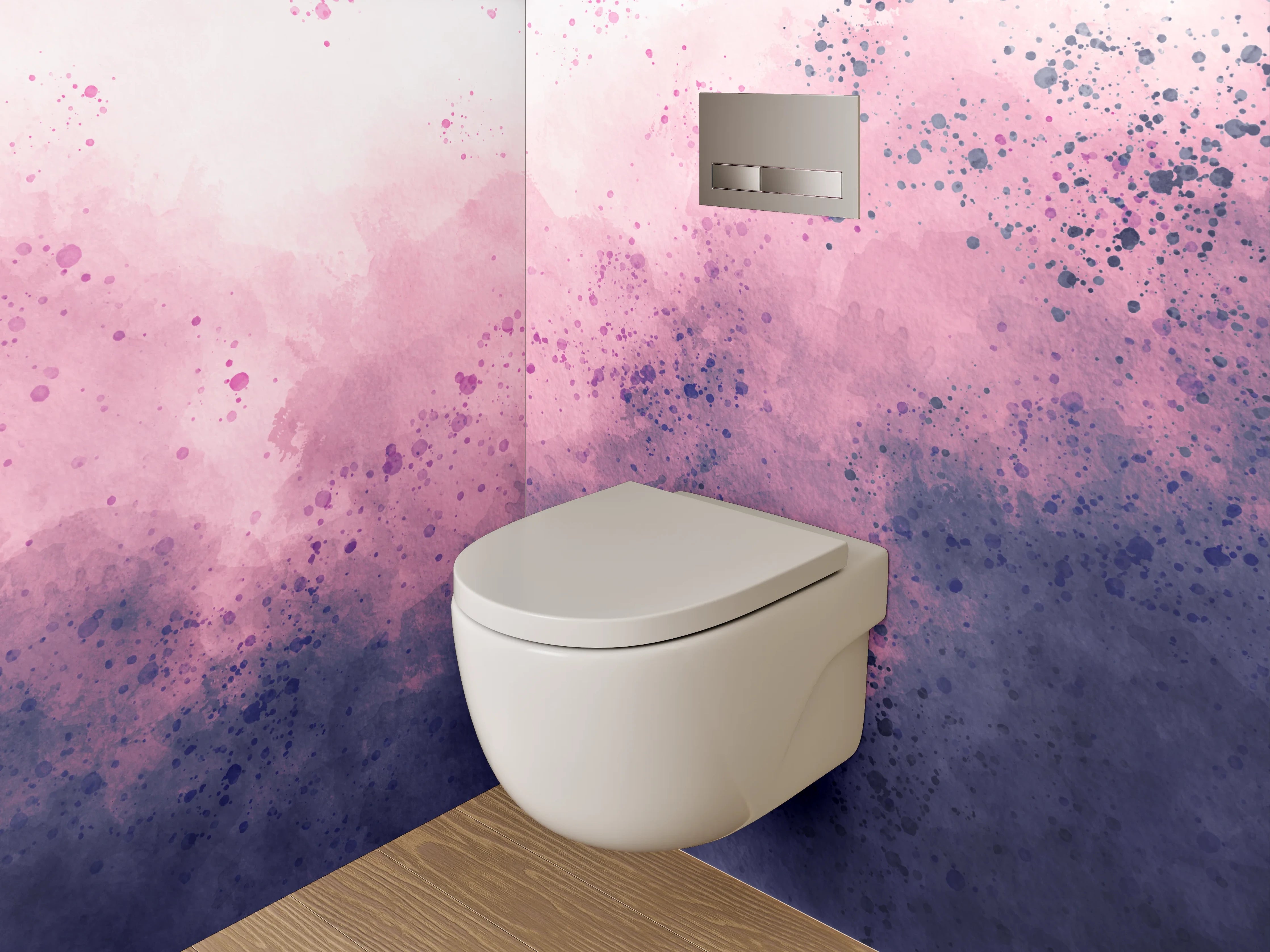 WC-Rückwand - Aquarell abstrakt Rosa Lila Wandbild