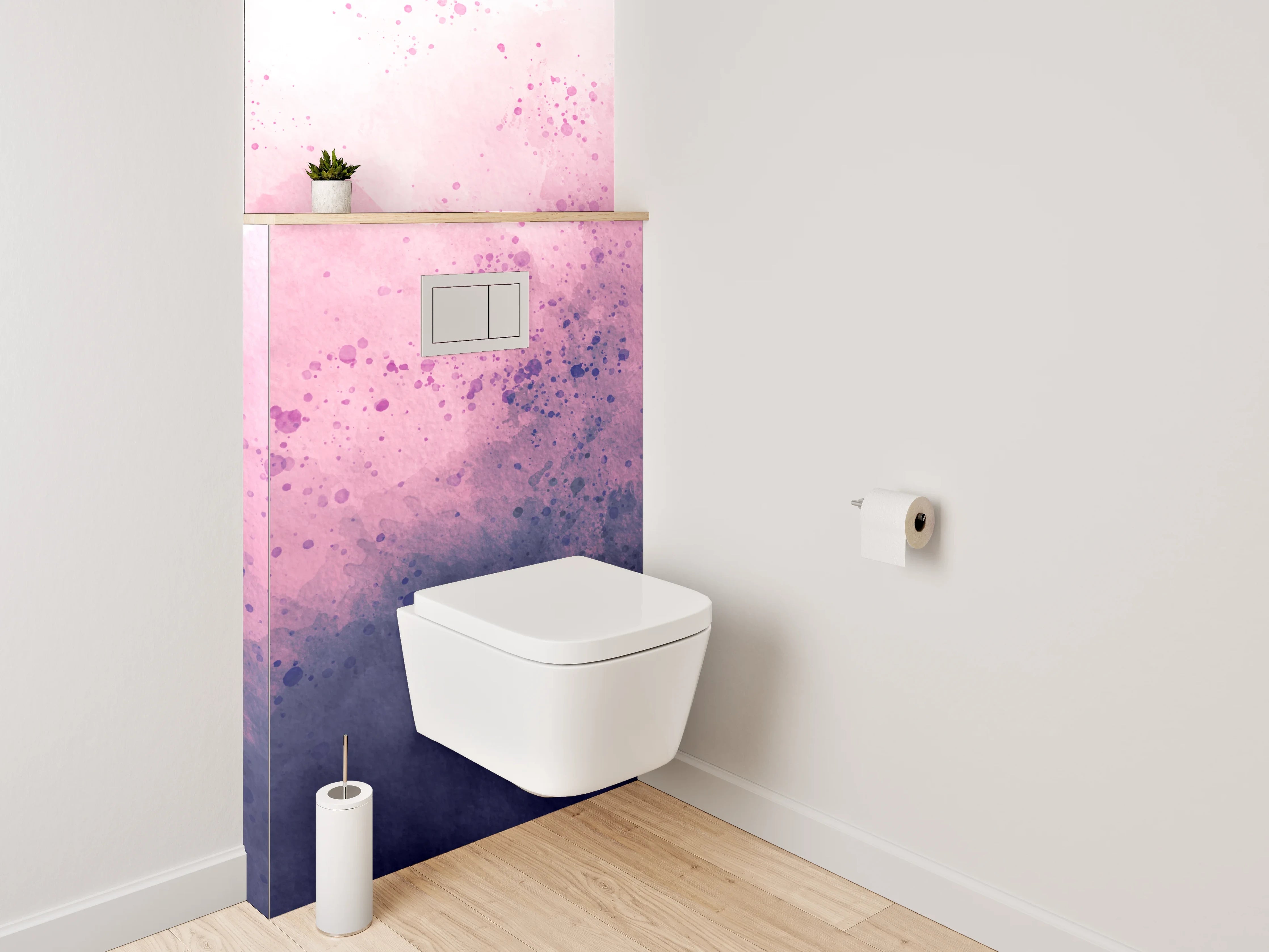 WC-Rückwand - Aquarell abstrakt Rosa Lila Wandbild
