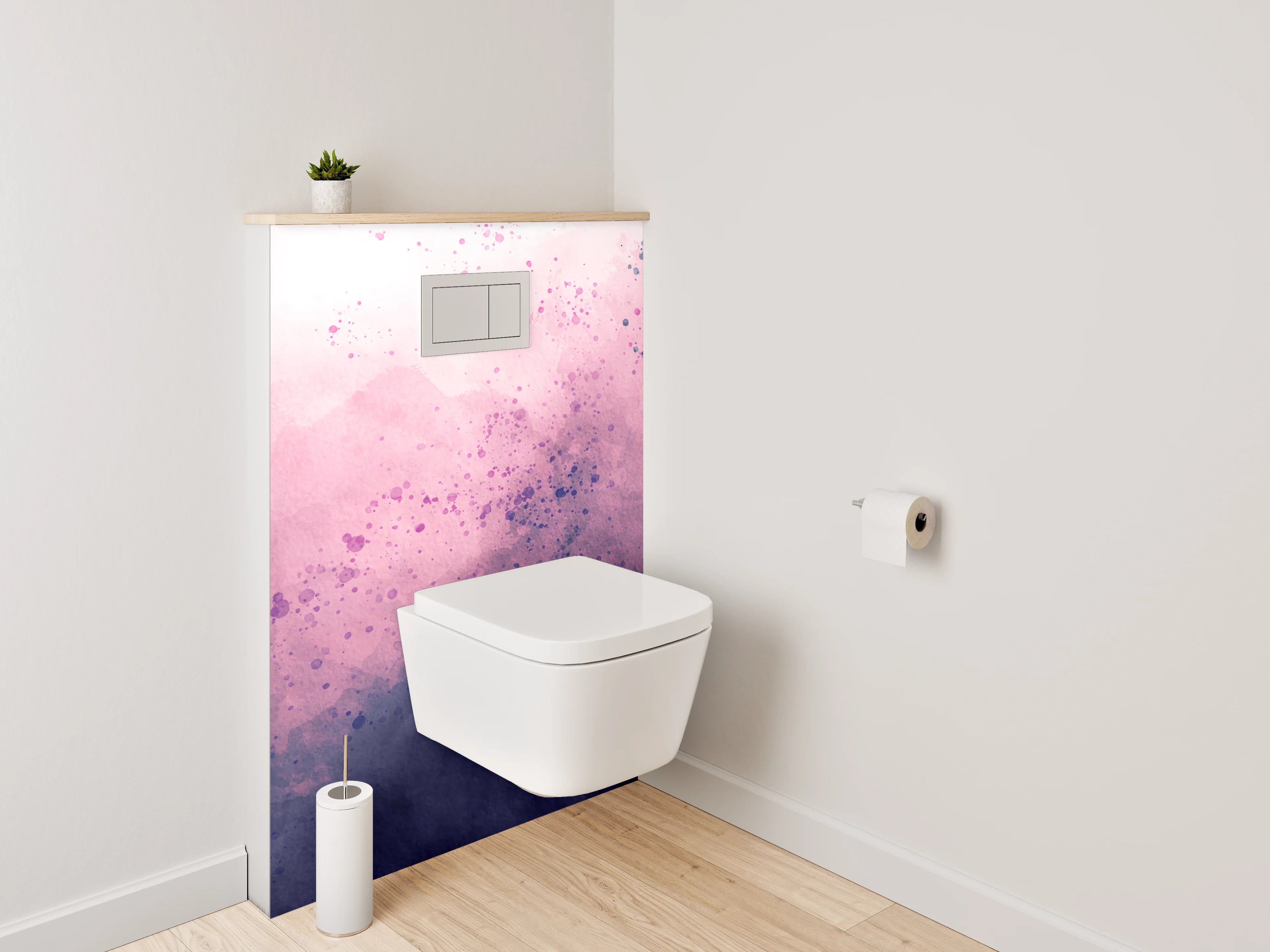 WC-Rückwand - Aquarell abstrakt Rosa Lila Wandbild