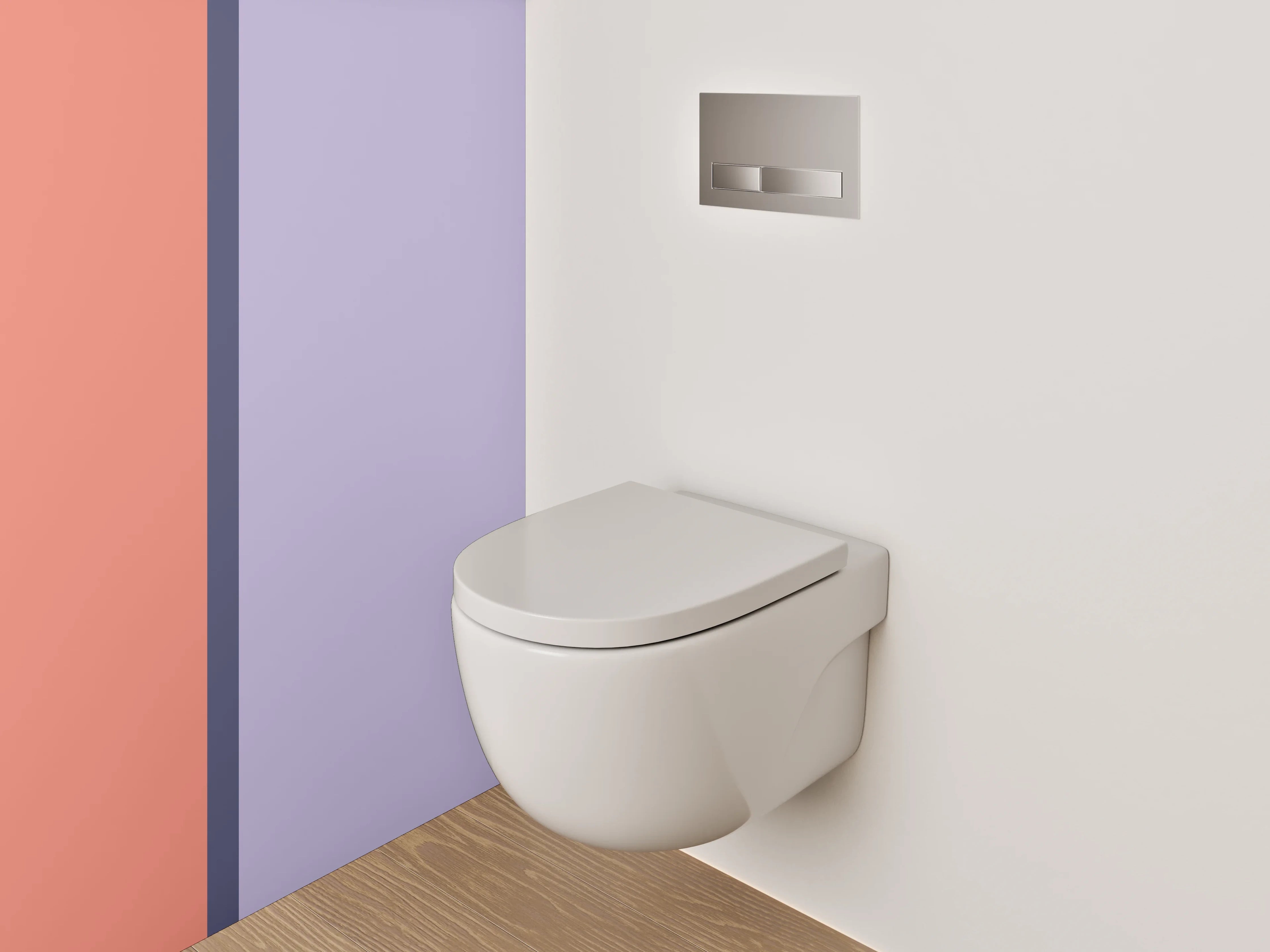WC-Rückwand - Aquarellartige Farbverläufe in Lila und Koralle