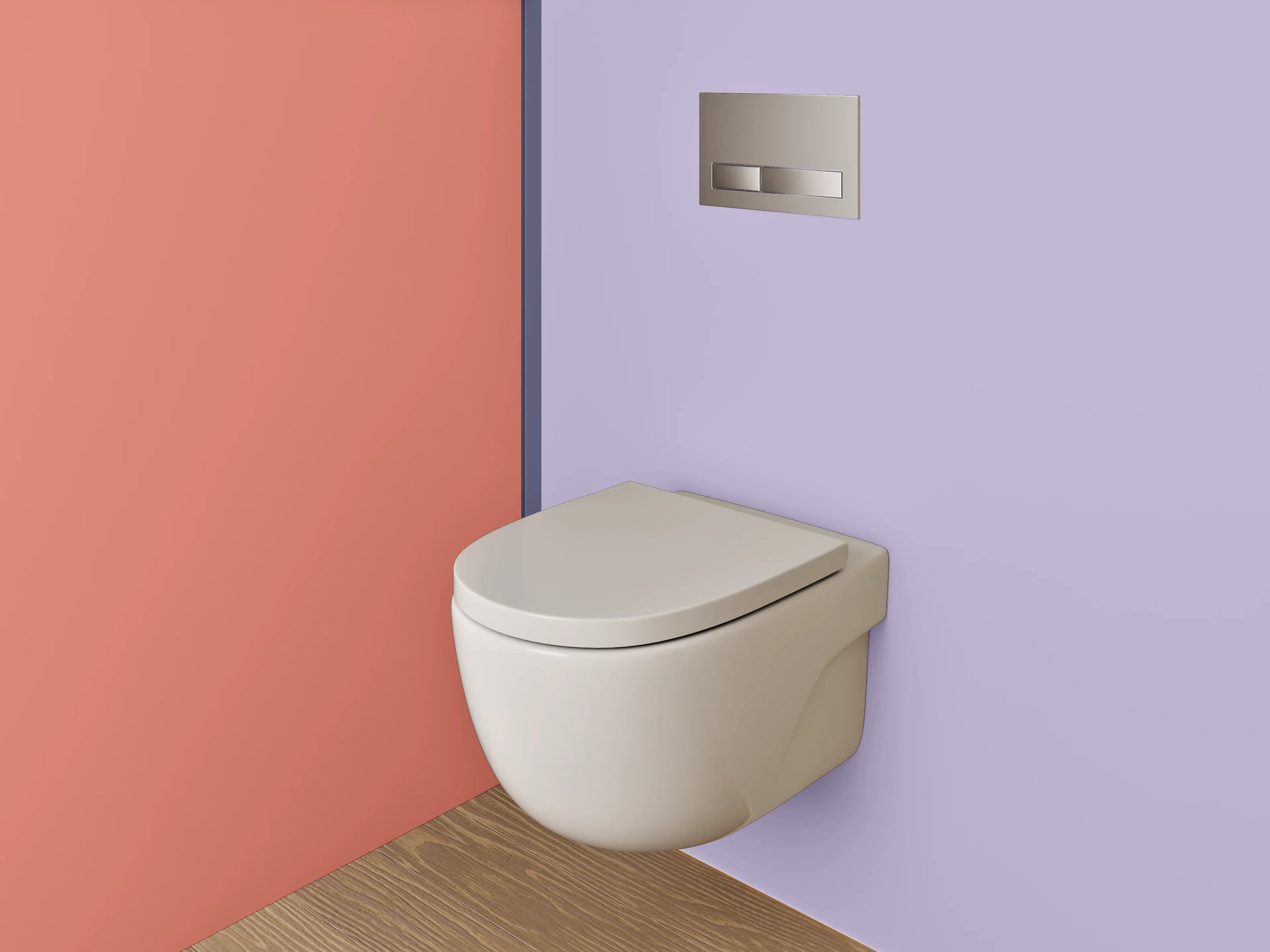 WC-Rückwand - Aquarellartige Farbverläufe in Lila und Koralle