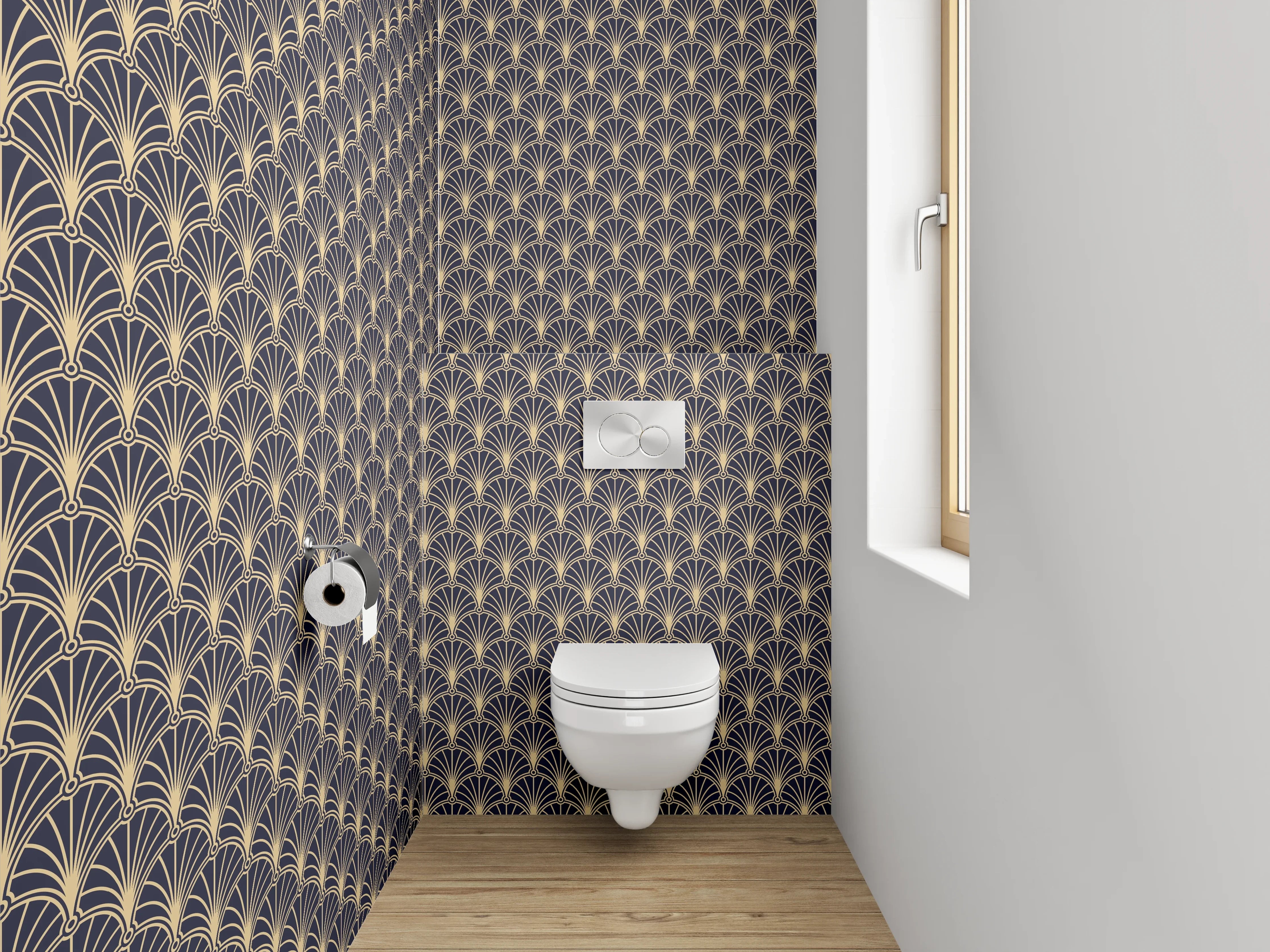 WC-Rückwand - Art Deco Fächer Muster Tapete