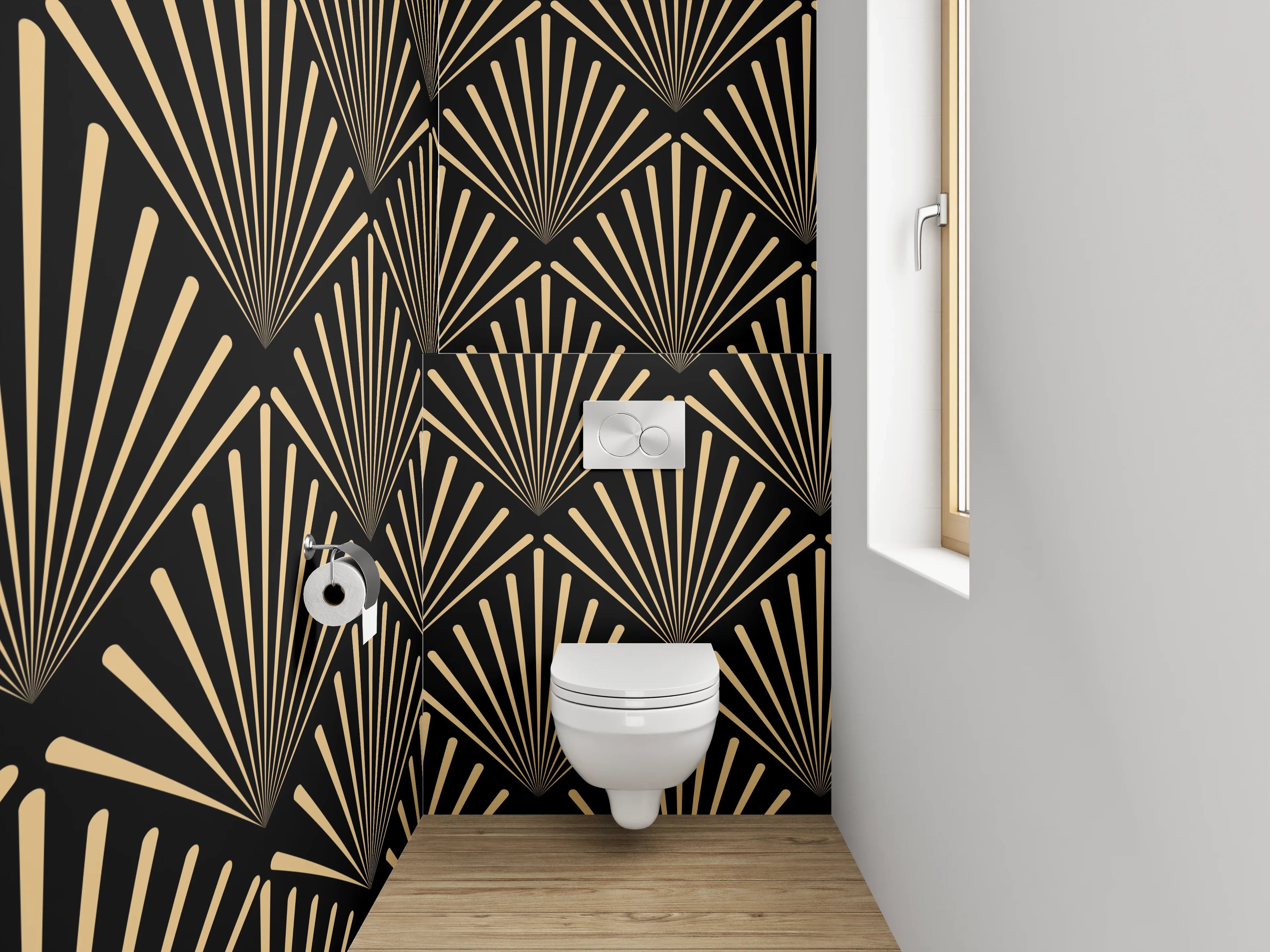 WC-Rückwand - Art Deco Gold Muster Tapete