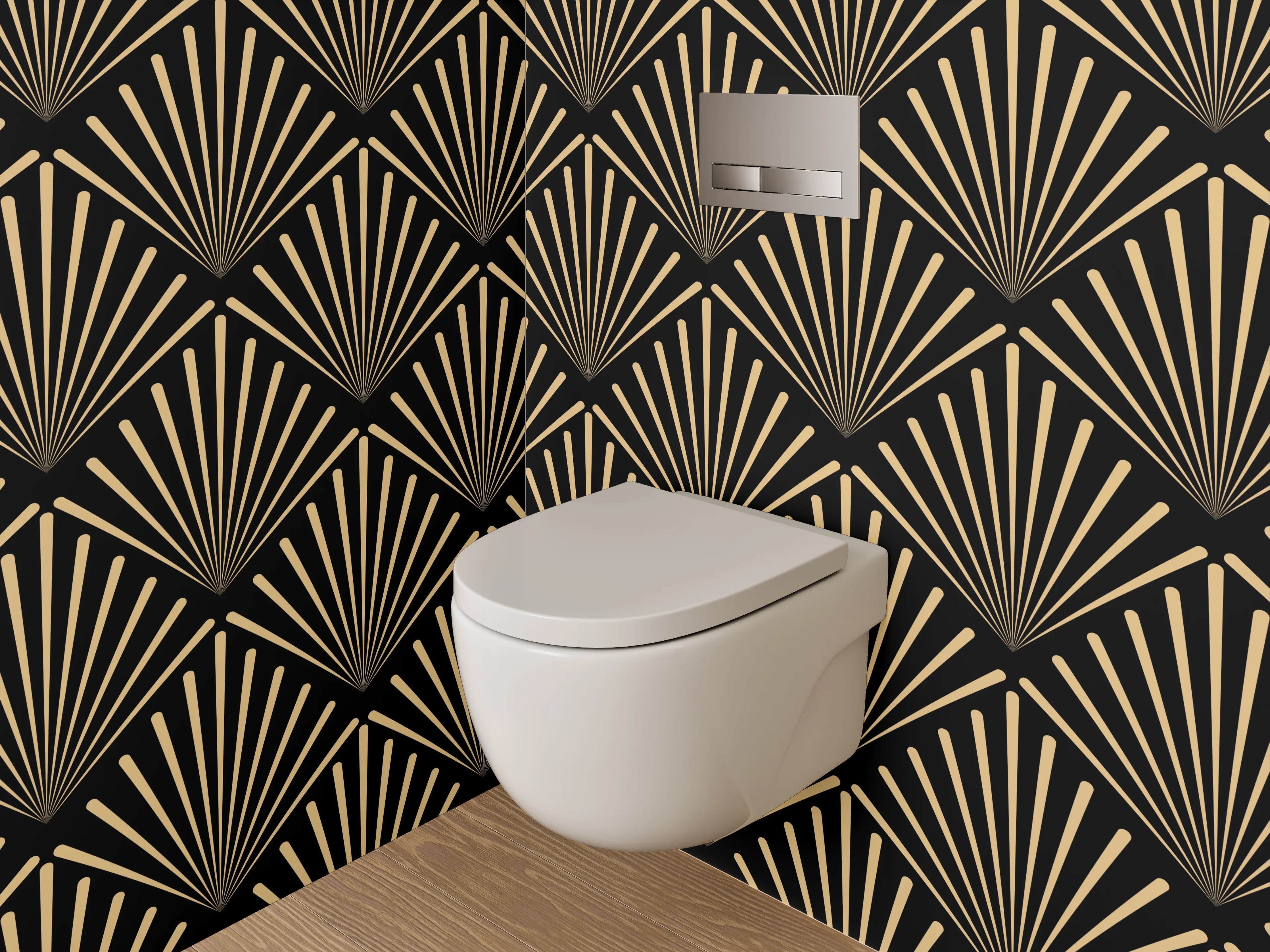 WC-Rückwand - Art Deco Gold Muster Tapete
