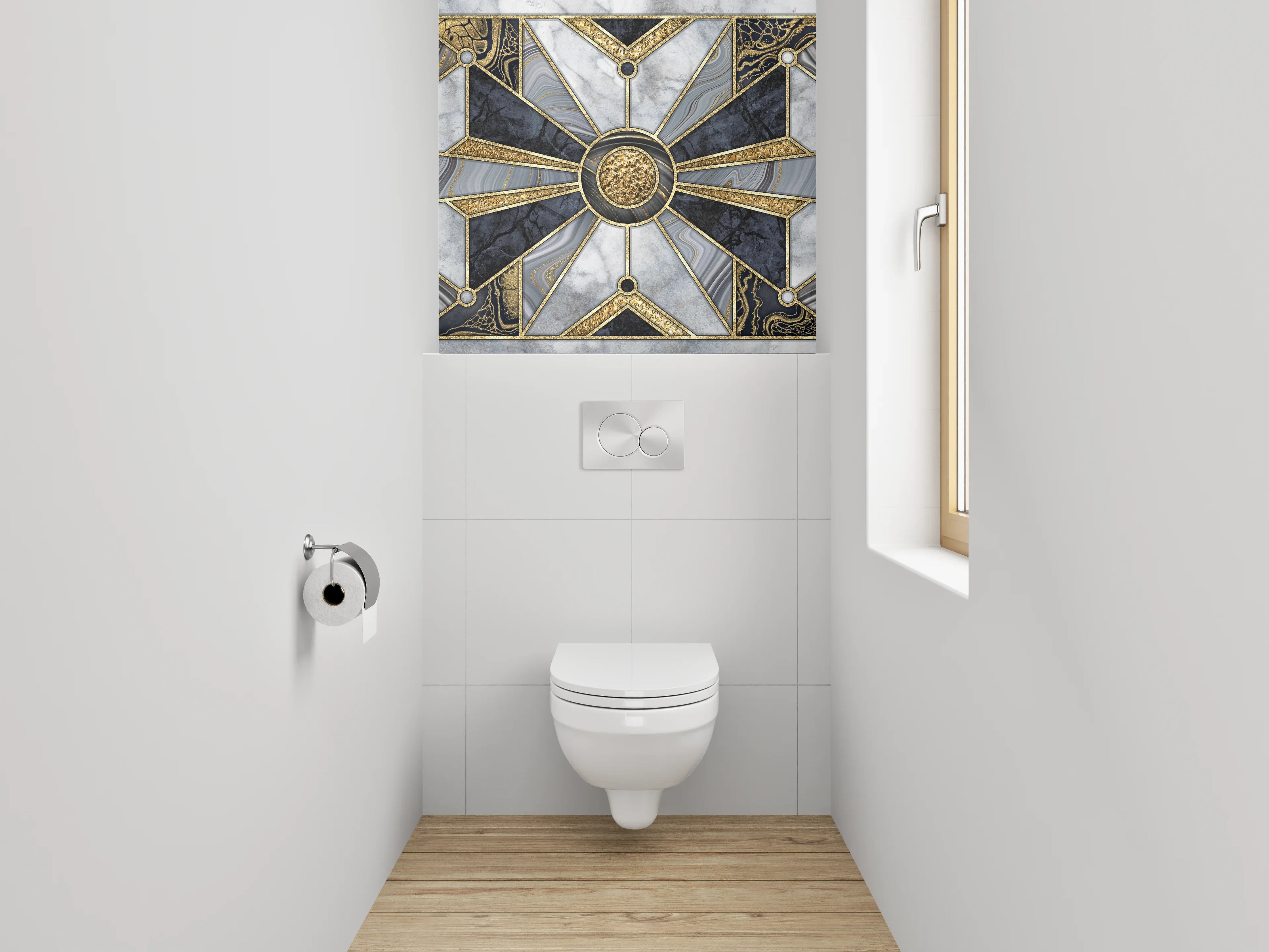 WC-Rückwand - Art Deco Marmor Gold Muster
