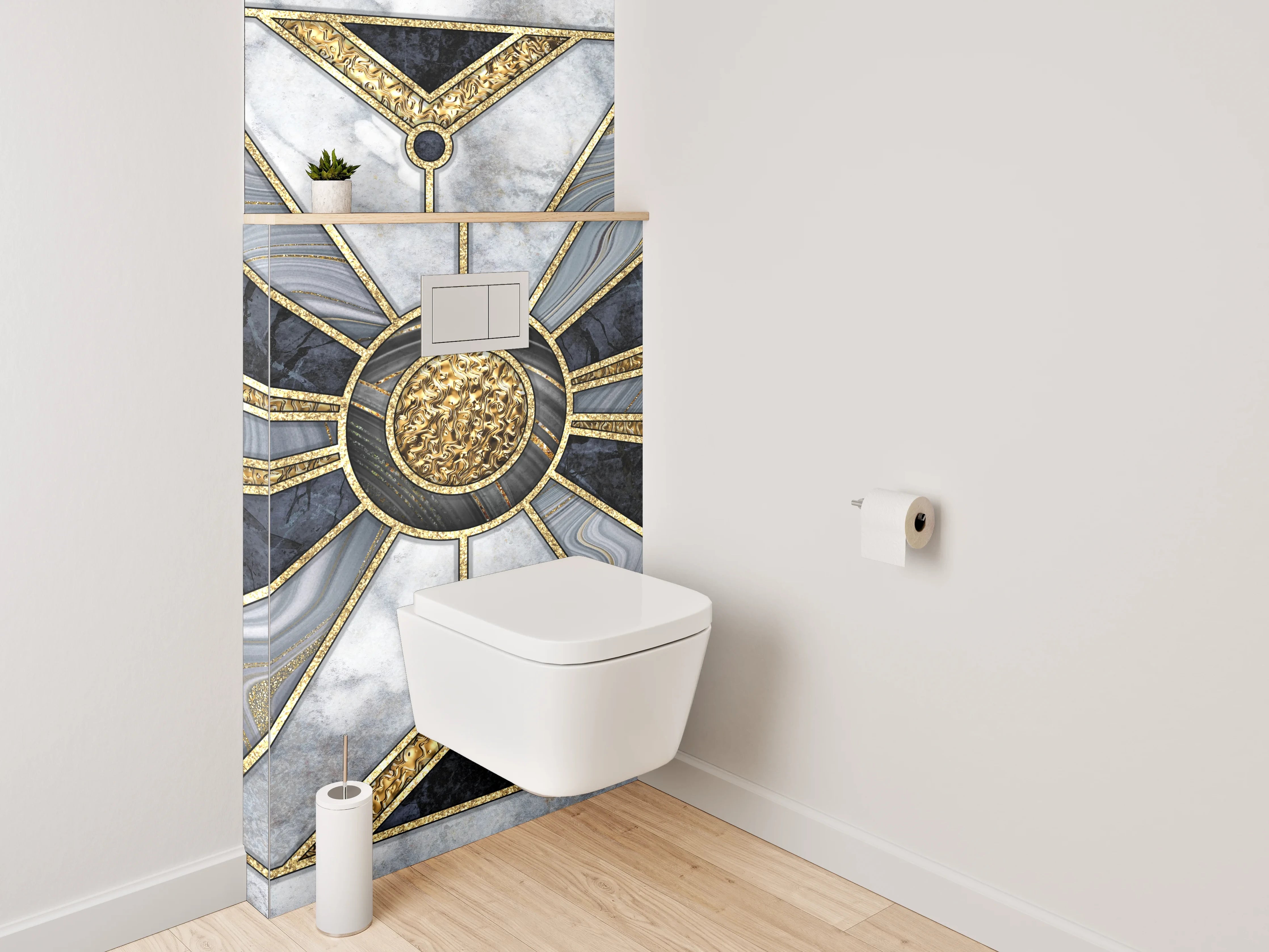 WC-Rückwand - Art Deco Marmor Gold Muster