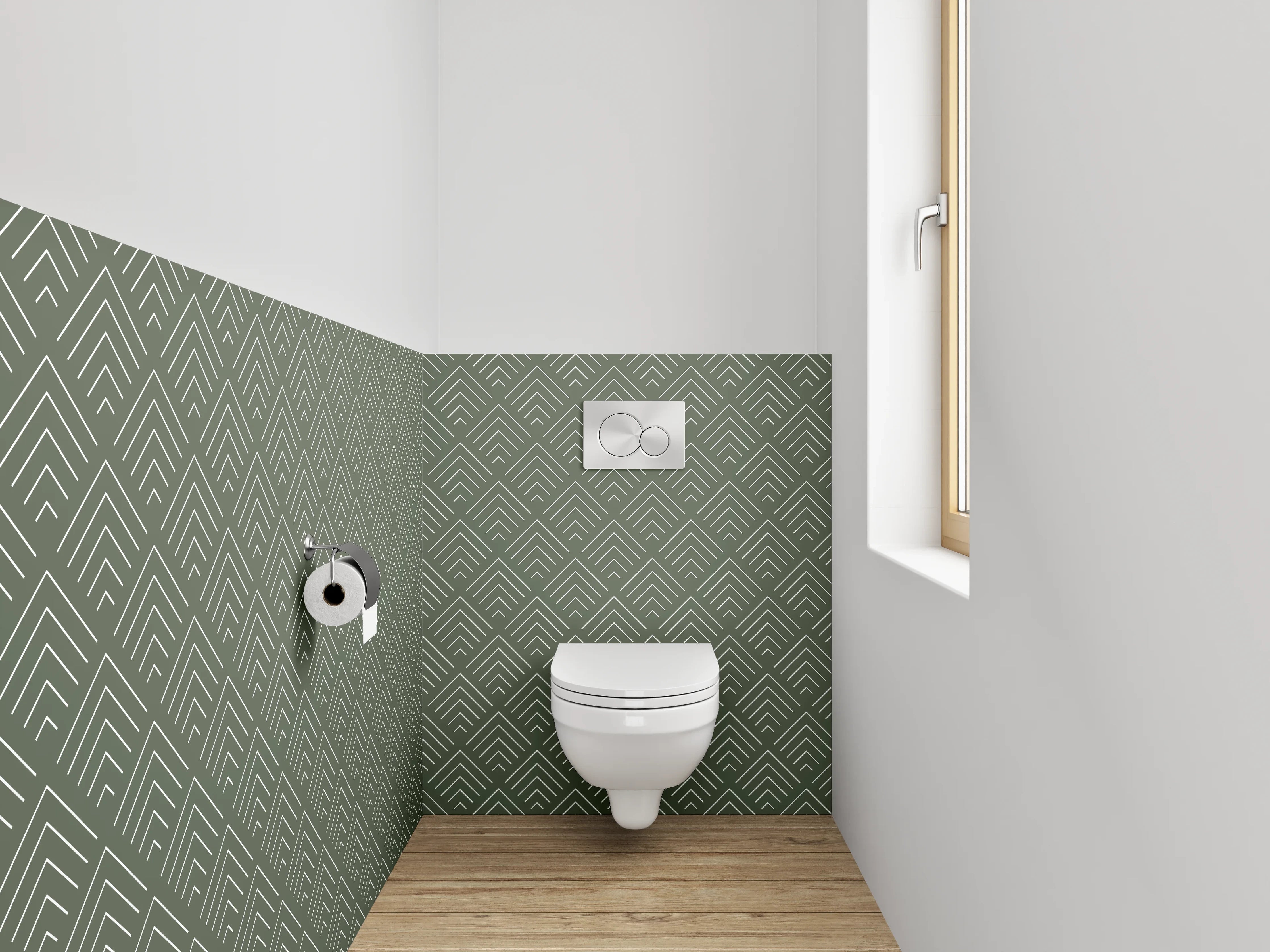 WC-Rückwand - Art Deco Muster Grün Weiß