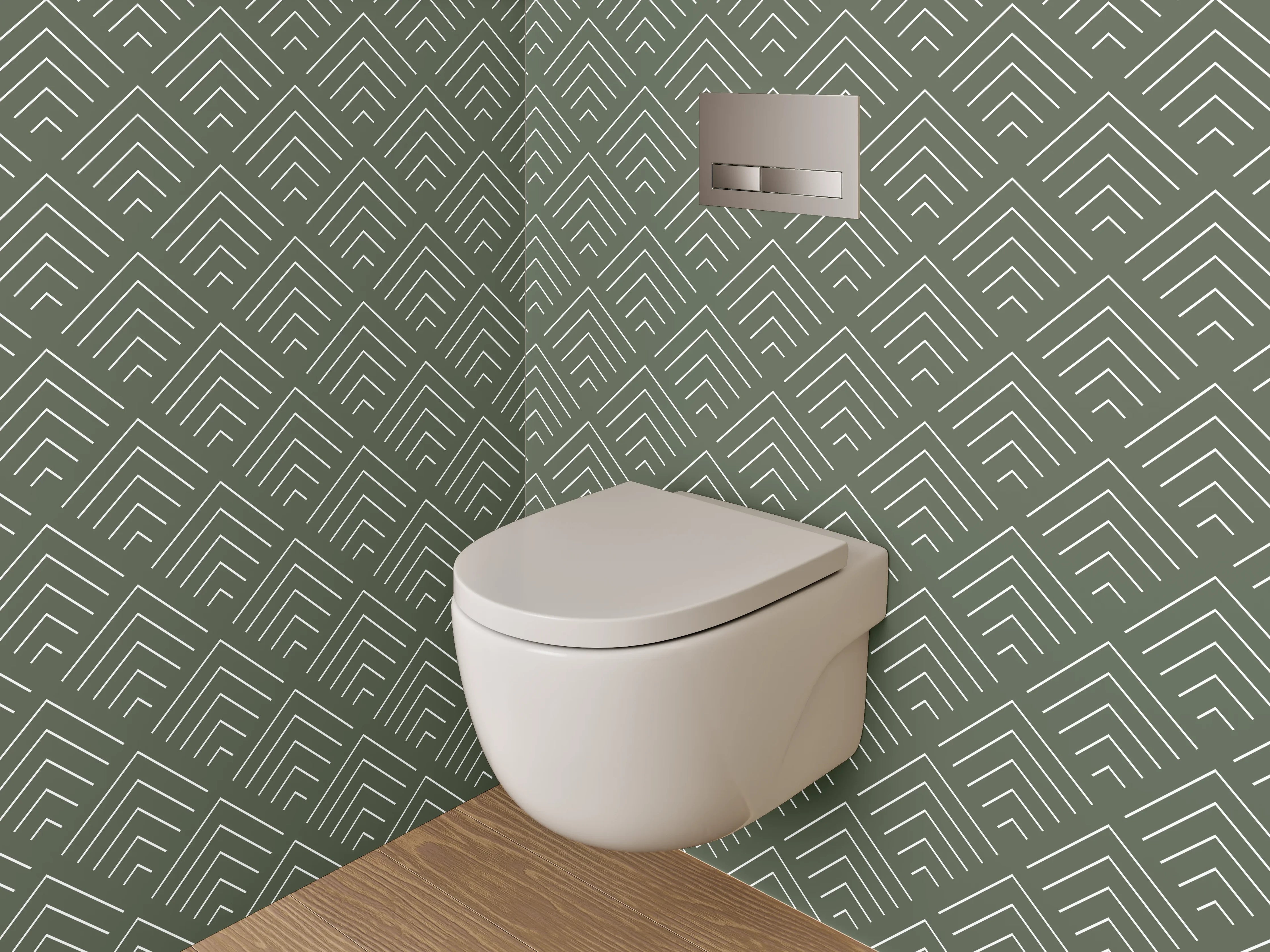 WC-Rückwand - Art Deco Muster Grün Weiß