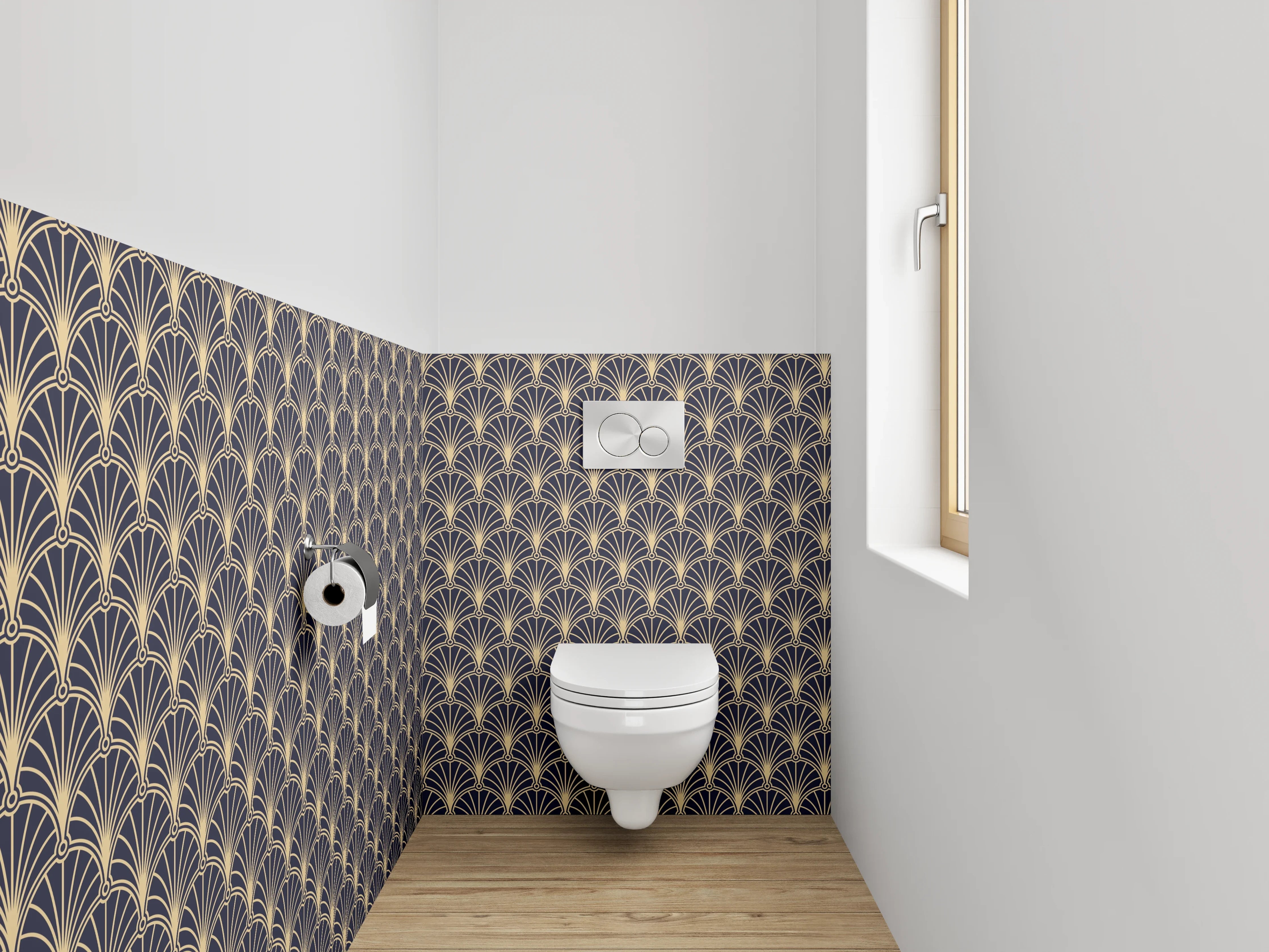 WC-Rückwand - Art Deco Muster Retro Modern
