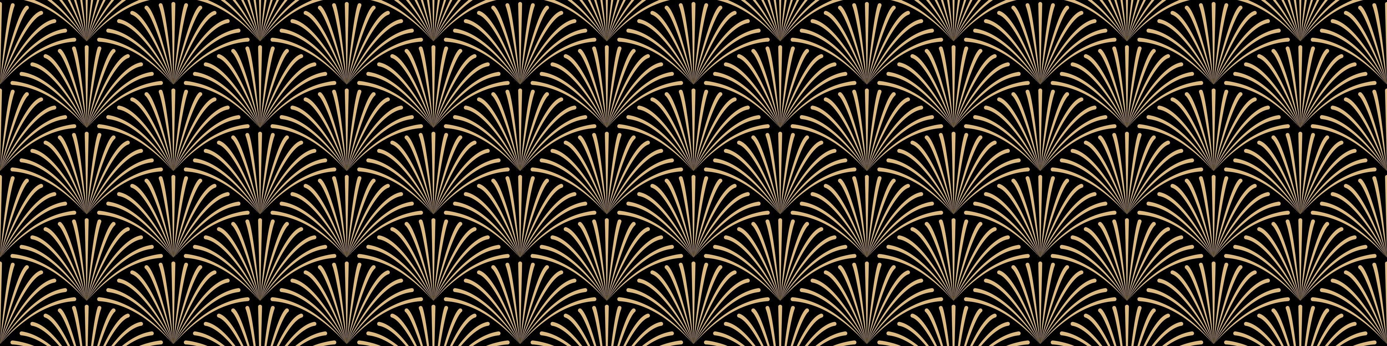 WC-Rückwand-Art Deco Retro Fächer Muster Gold