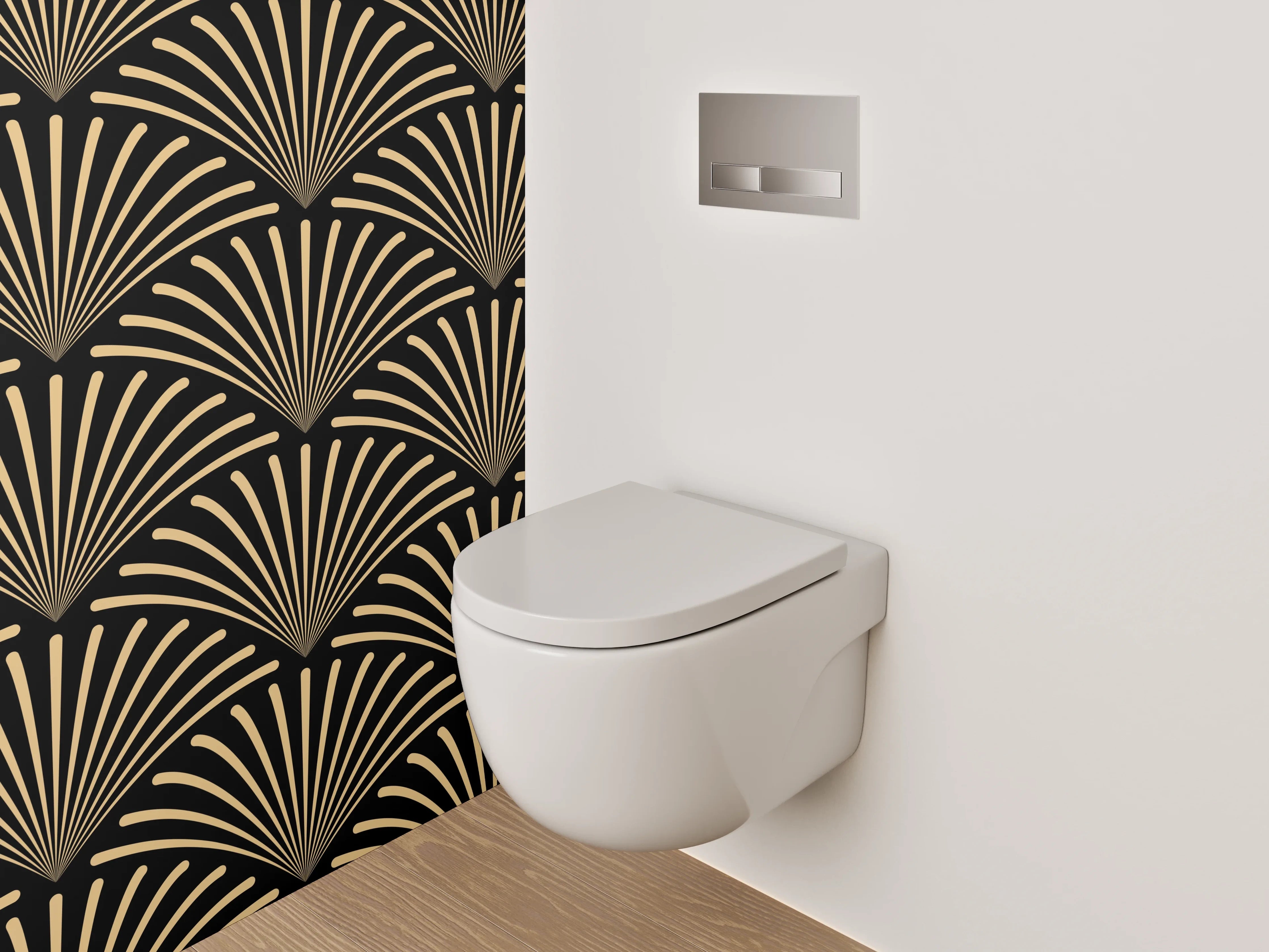WC-Rückwand - Art Deco Retro Fächer Muster Gold