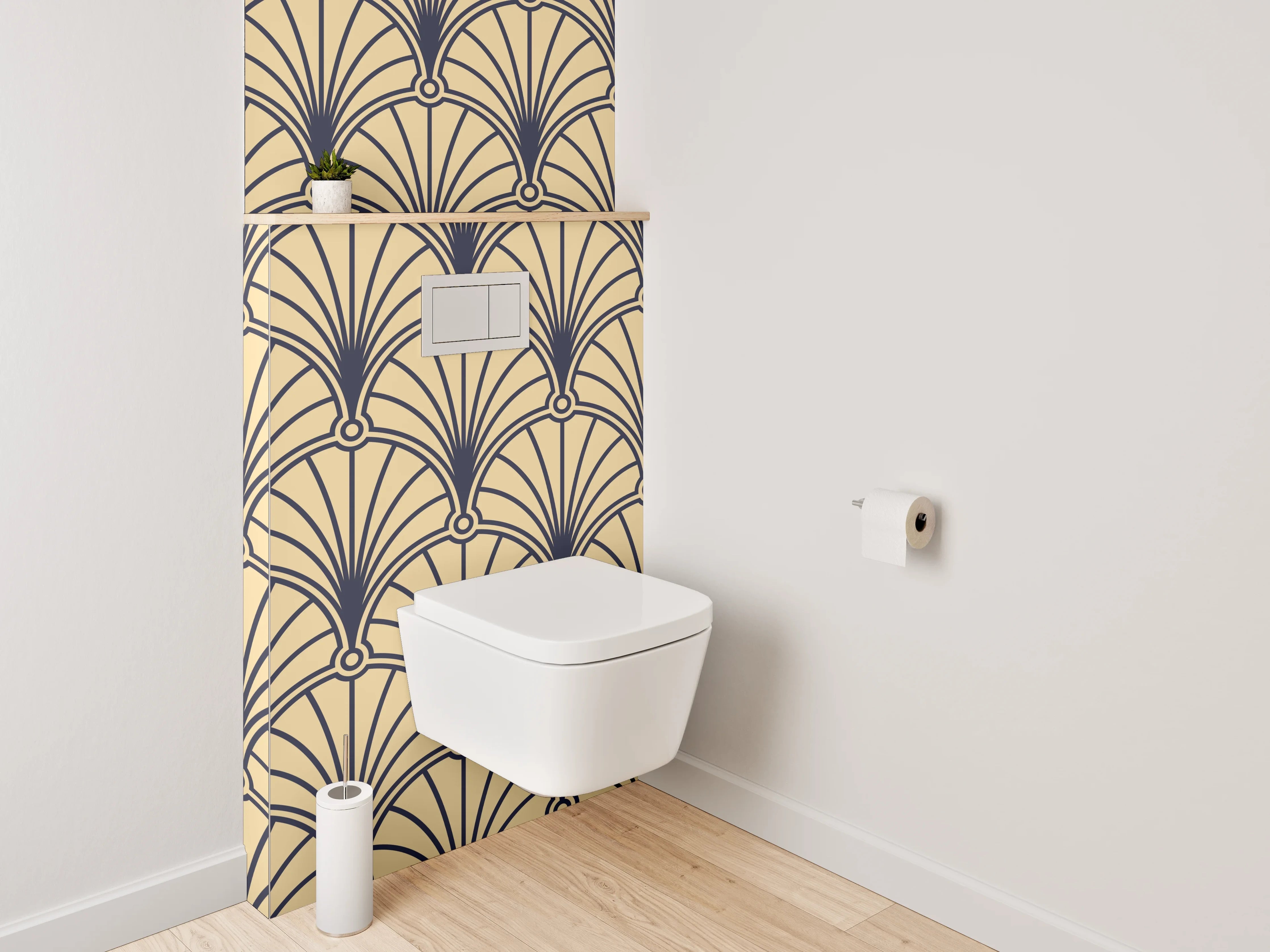 WC-Rückwand - Art Deco Retro Muster Beige Braun