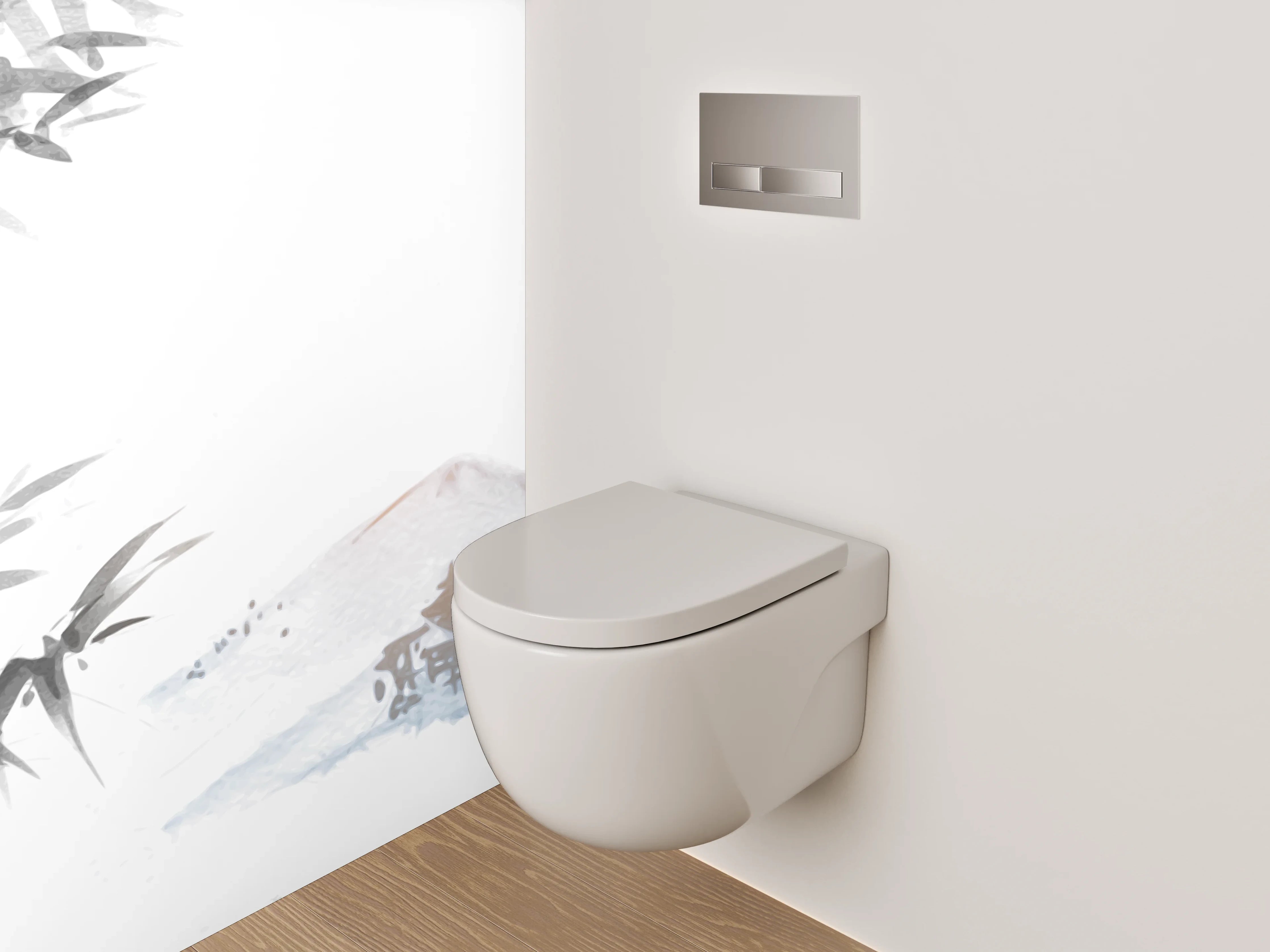 WC-Rückwand - Asiatische Bambus-Berglandschaft Aquarell